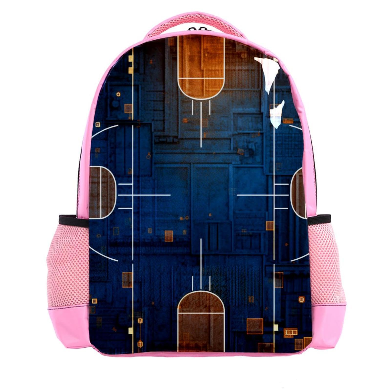 Men's & Women's Travel Backpack - Durable & Stylish Art Basketball Court Design Backpack for Hiking, Gym, School & Daily Commute