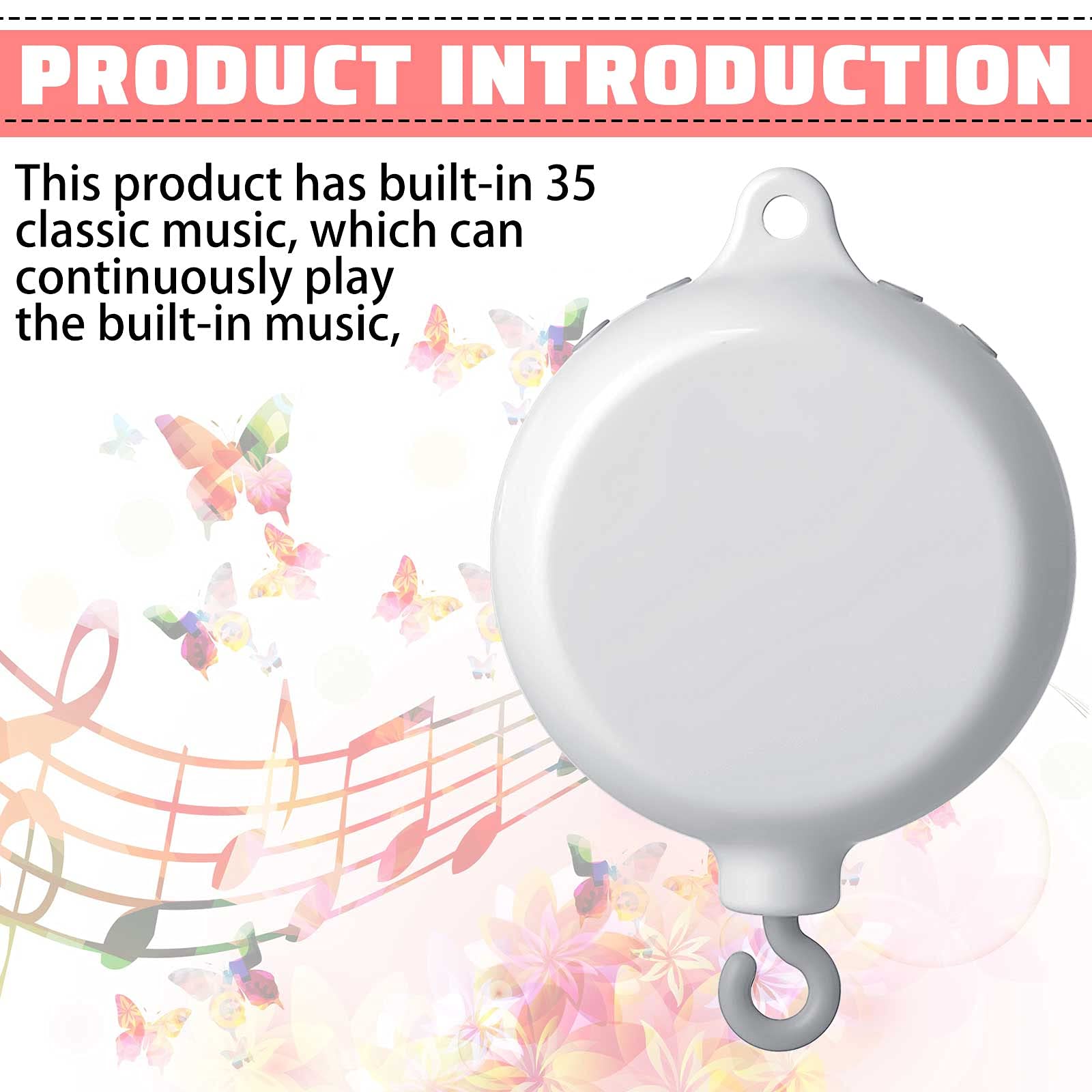 Baby Crib Mobile with 35 Soothing Lullabies - Battery Operated Rotating Musical Mobile for Nursery, Infant Bed & Playtime (Replacement Motor Included)