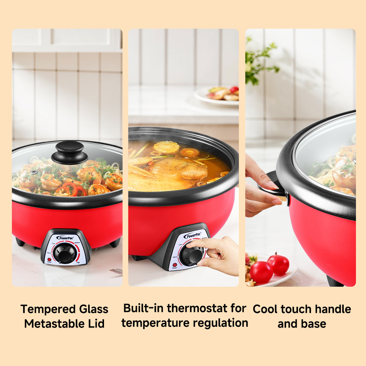 3.5L Steamboat & Multi Cooker Electric Pot - PPMC282 for Asian Hot Pot, Soup, Rice & Slow Cooking | Perfect for Family Dinners & Party Gatherings