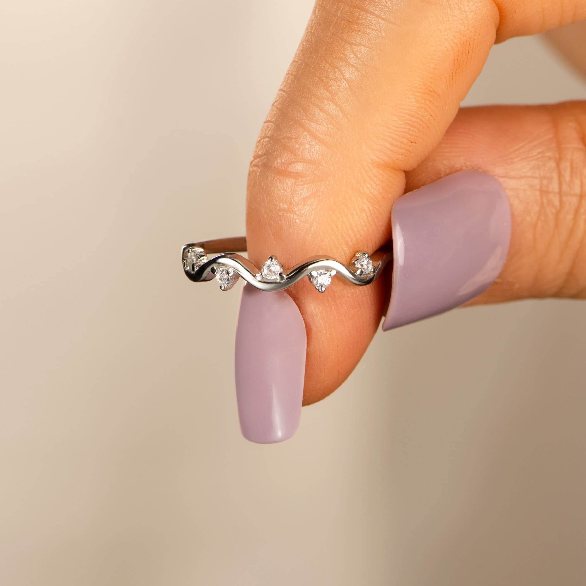 STORYJEWELLERY Sterling Silver Wave Princess Ring - Thoughtful Daughter Gift from Mom | Rainbow Jewelry for Girls | Perfect for Birthdays, Graduation & Special Occasions