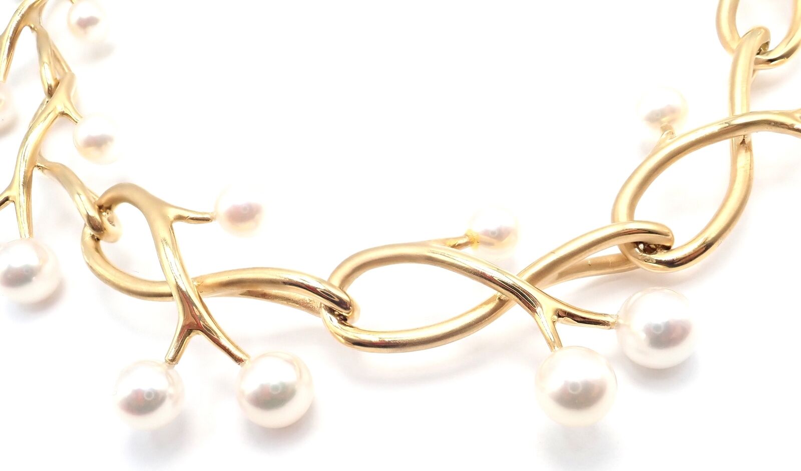Authentic Angela Cummings & Assael Thorn Sprig 18k Yellow Gold Pearl Necklace - Elegant Pearl Jewelry for Women, Perfect for Weddings, Parties & Special Occasions