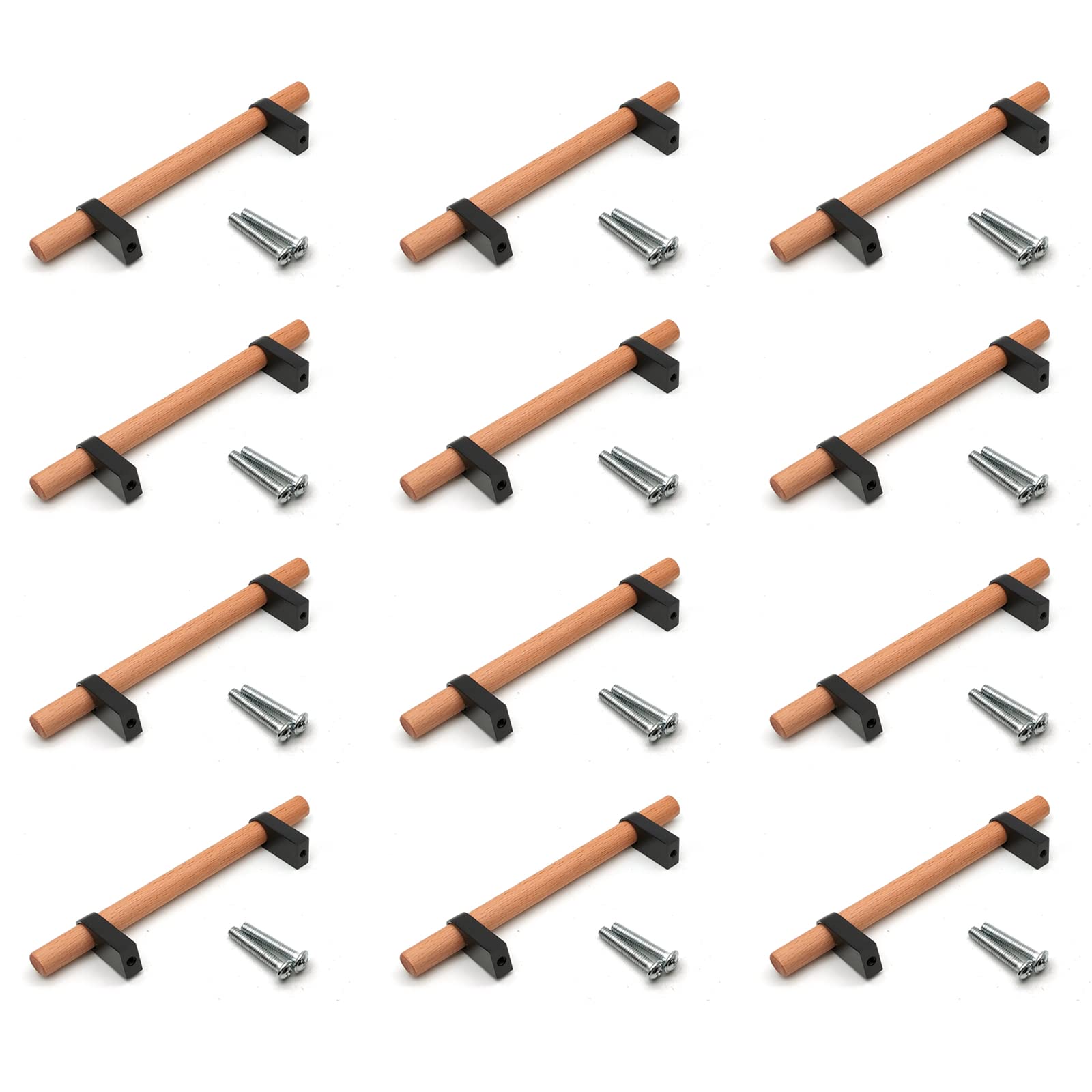 Black T-Shaped Drawer Pulls - 12 Pack, 96mm (5.9