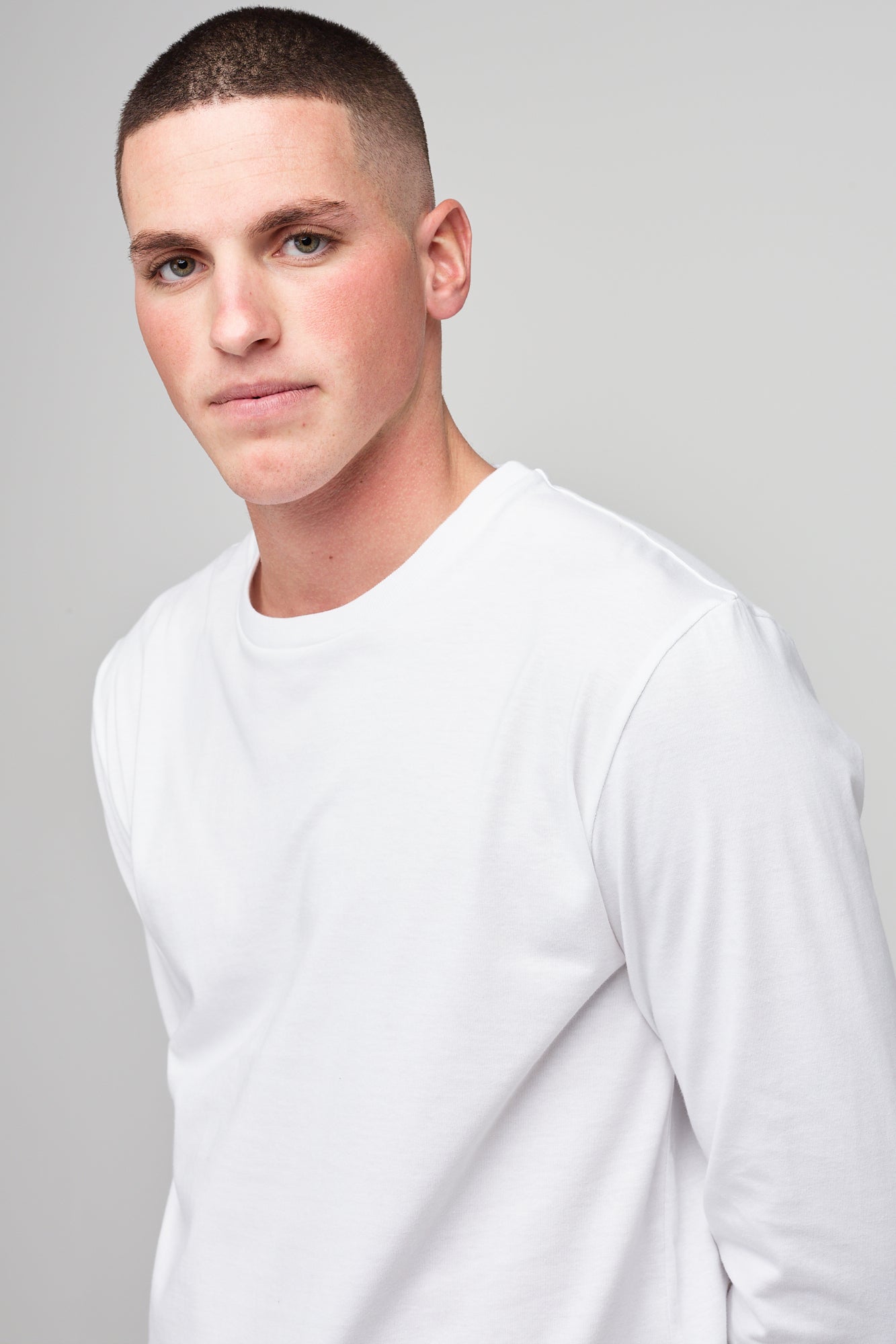 Premium Men's Long Sleeve T-Shirt - Soft Cotton Crew Neck Casual Shirt for Men - White - Perfect for Work, Gym & Everyday Wear