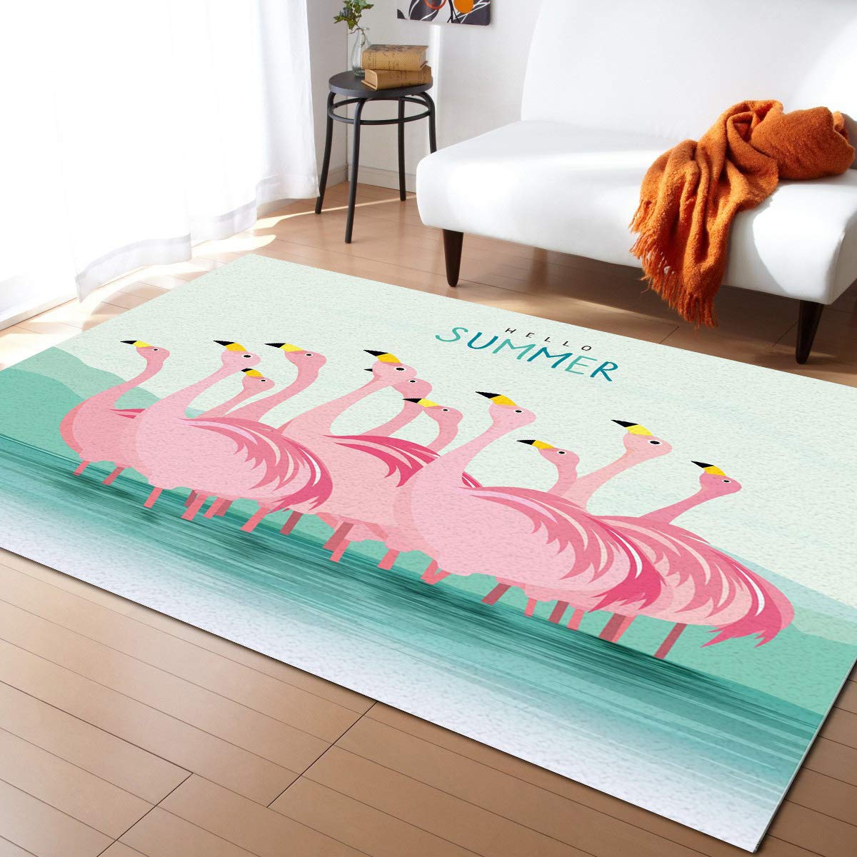 Pink Cartoon Flamingo Area Runner Rug 2'7