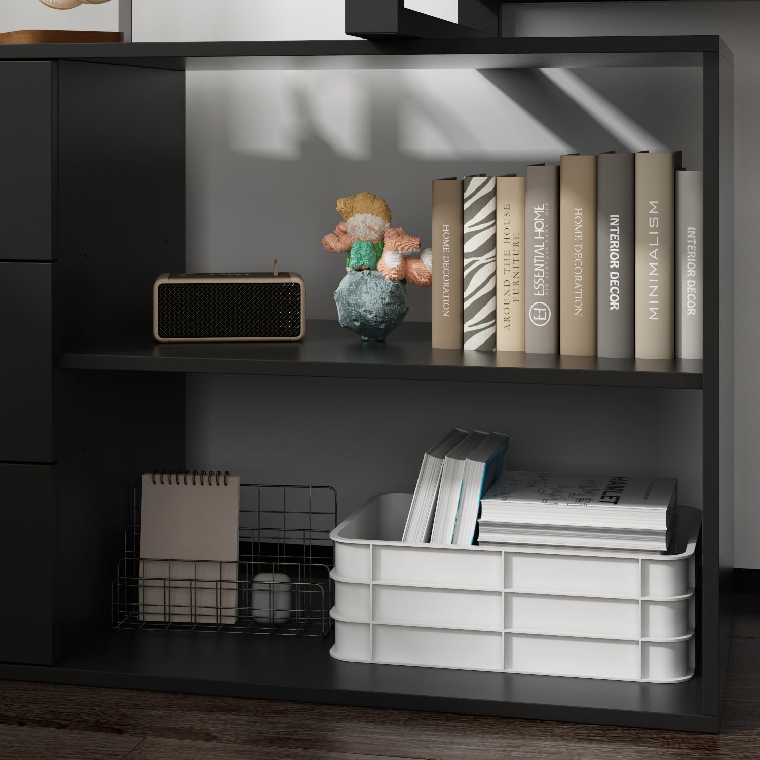 AIEGLE L-Shaped Office Desk with Rotating Storage Cabinet - 55.1