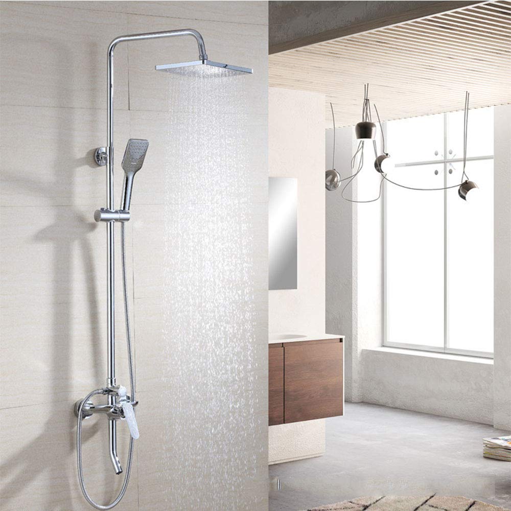 Premium Round Brass Rainfall Shower Head Set - Hot & Cold Wall Mounted Mixer Tap for Modern Bathroom | Durable Brass Construction, Adjustable Spray Settings - Perfect for Spa-Like Showers, Luxury Bathrooms & Home Renovations