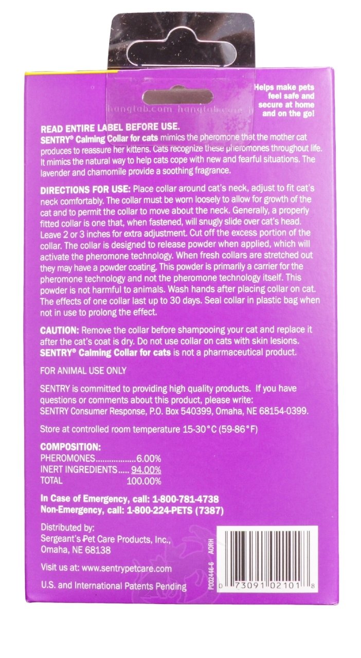 Sentry Calming Collar for Cats - Anxiety Relief & Stress Reduction - Soothing Pheromone Collar for Nervous Cats - Perfect for Travel, Vet Visits & Multi-Cat Homes