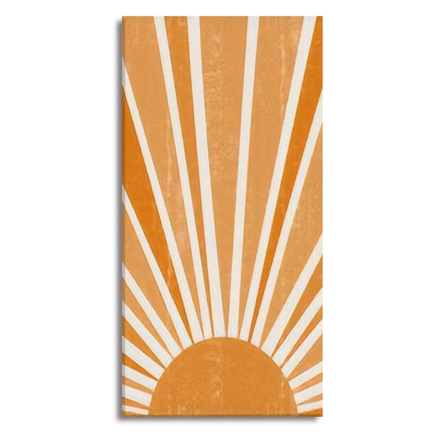 Orange Sun Canvas Wall Art - Boho Minimalist Geometric Abstract Painting for Living Room, Bedroom & Office Decor - Stretched & Framed Ready-to-Hang Wall Poster (20x40