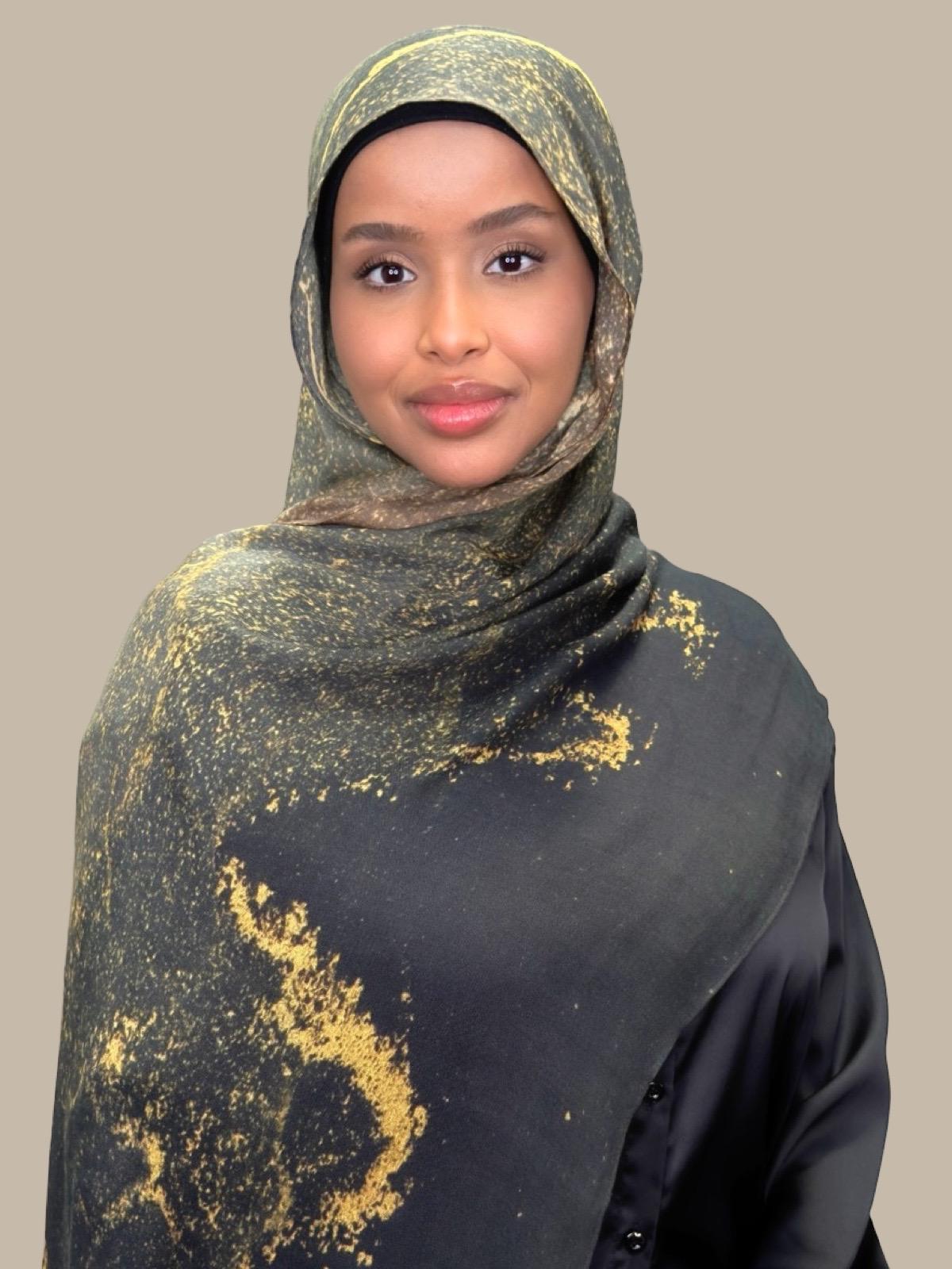Golden Dune Print Modal Hijab - Soft & Breathable Muslim Headscarf for Women - Perfect for Daily Wear, Prayer, and Special Occasions