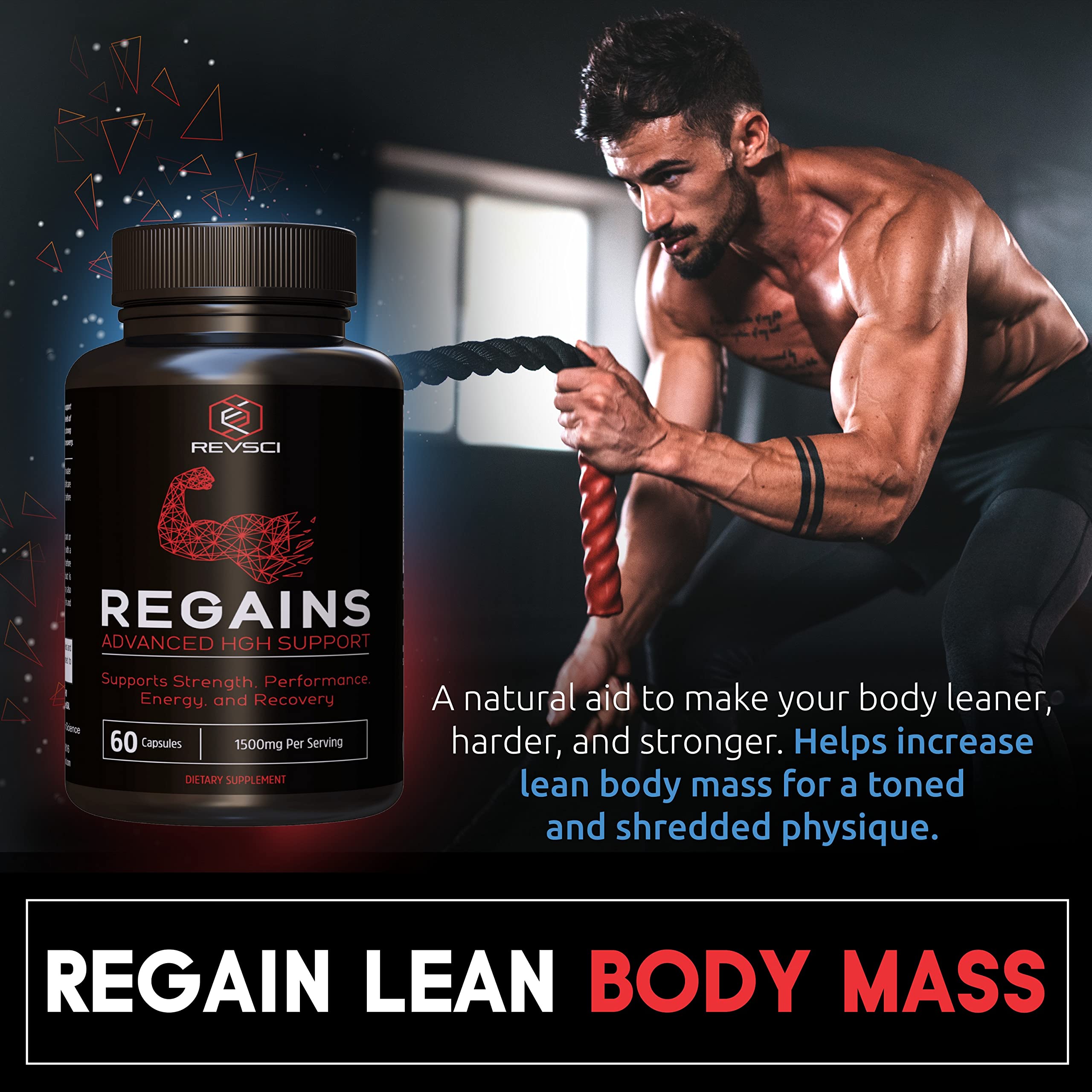 Best HGH Supplements for Men & Women - Natural Anabolic Muscle Growth Booster | Human Growth Hormone Support | Post Workout Recovery & Protein Pills (60 Count) | Ideal for Bodybuilding, Fitness Training & Muscle Repair