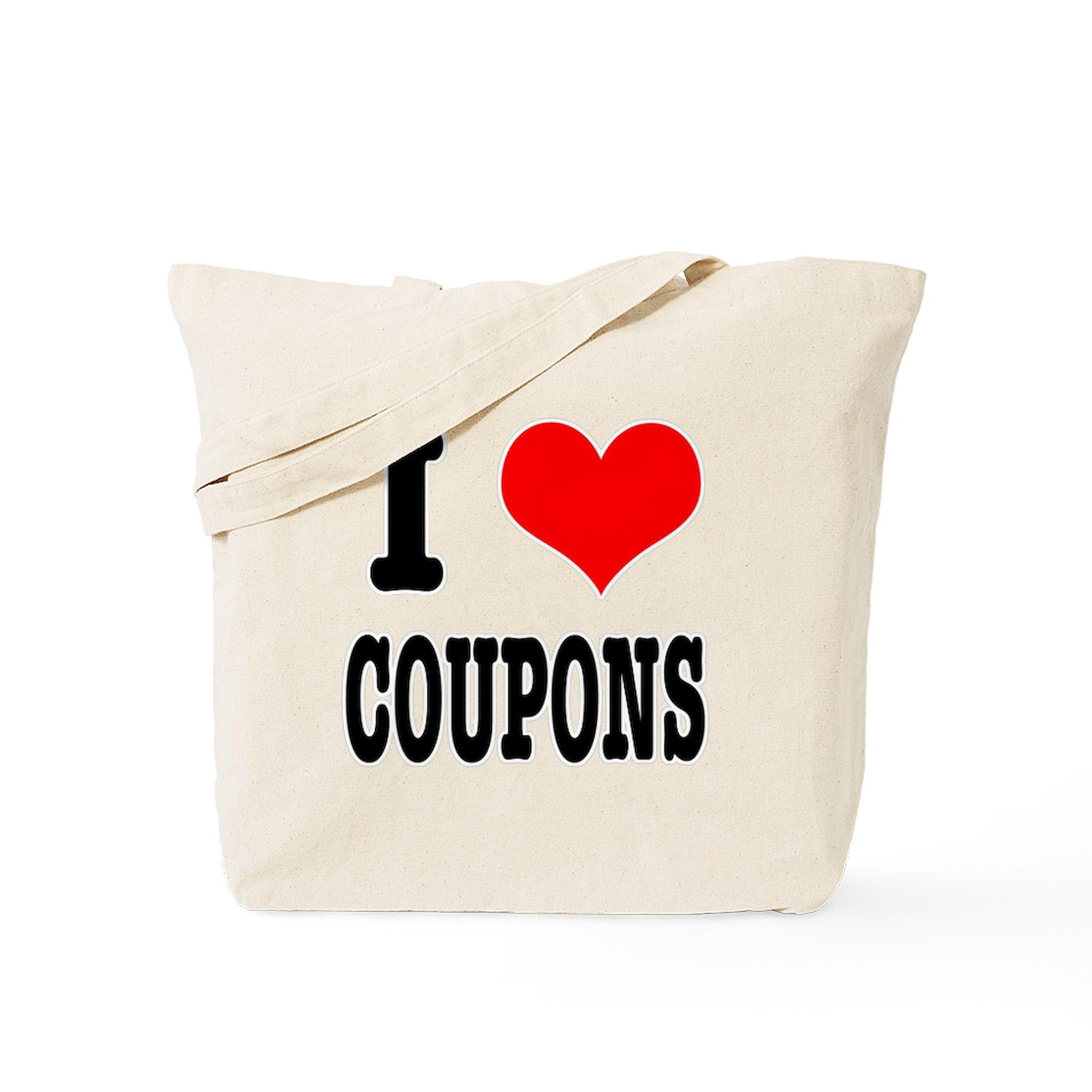 CafePress I Love Coupons Natural Canvas Tote Bag - Reusable Shopping Bag for Groceries, Beach & Everyday Use