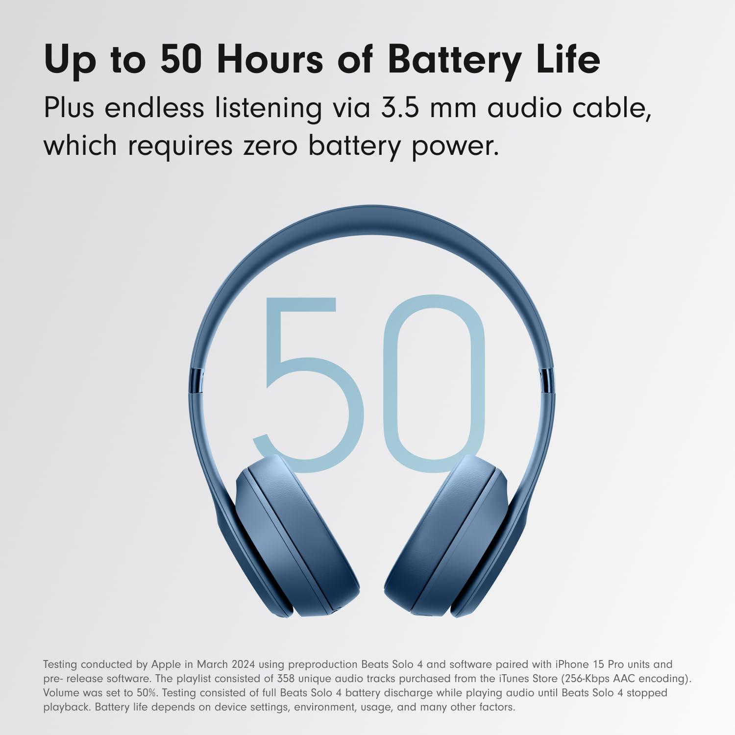 Beats Solo 4 Wireless Bluetooth On-Ear Headphones with 50-Hour Battery Life - Apple & Android Compatible - Slate Blue - Perfect for Workouts, Commuting & Travel