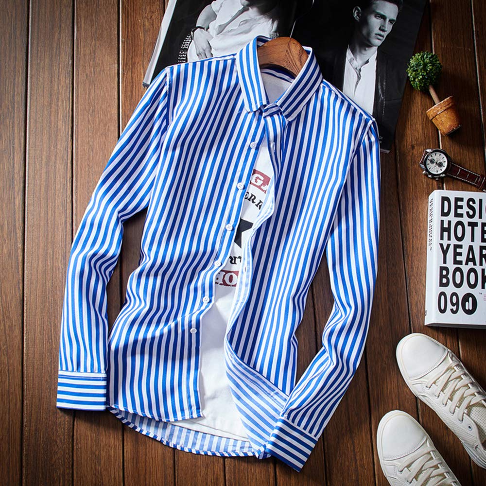 DOKKIA Women's Long Sleeve Vertical Striped Button Down Blouse - Professional Work Shirt & Casual Office Wear for Business Women
