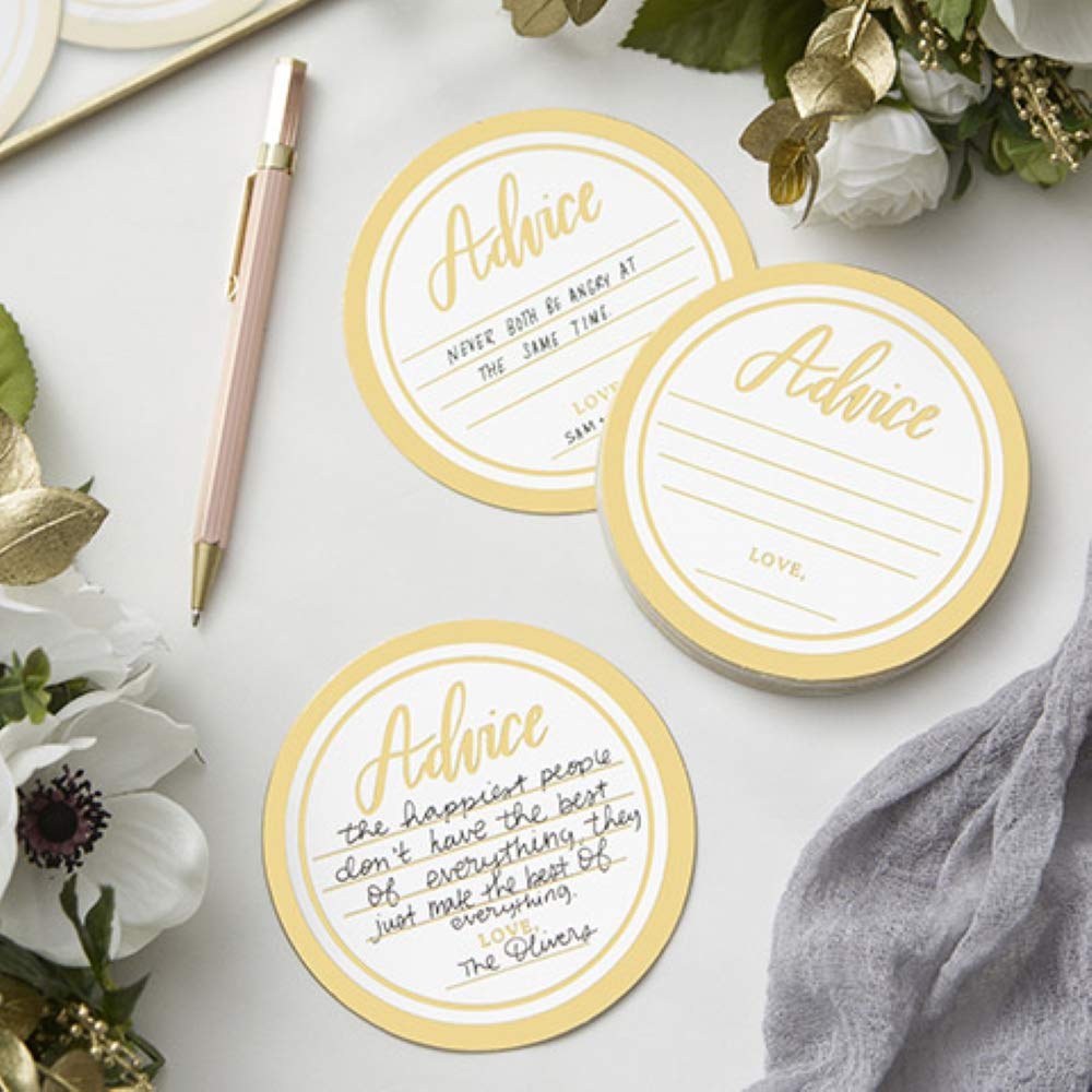 David Tutera Wedding Advice Coasters - Set of 25 Elegant Drink Coasters for Bridal Showers, Bachelorette Parties & Wedding Receptions - Perfect Wedding Gift & Party Decor