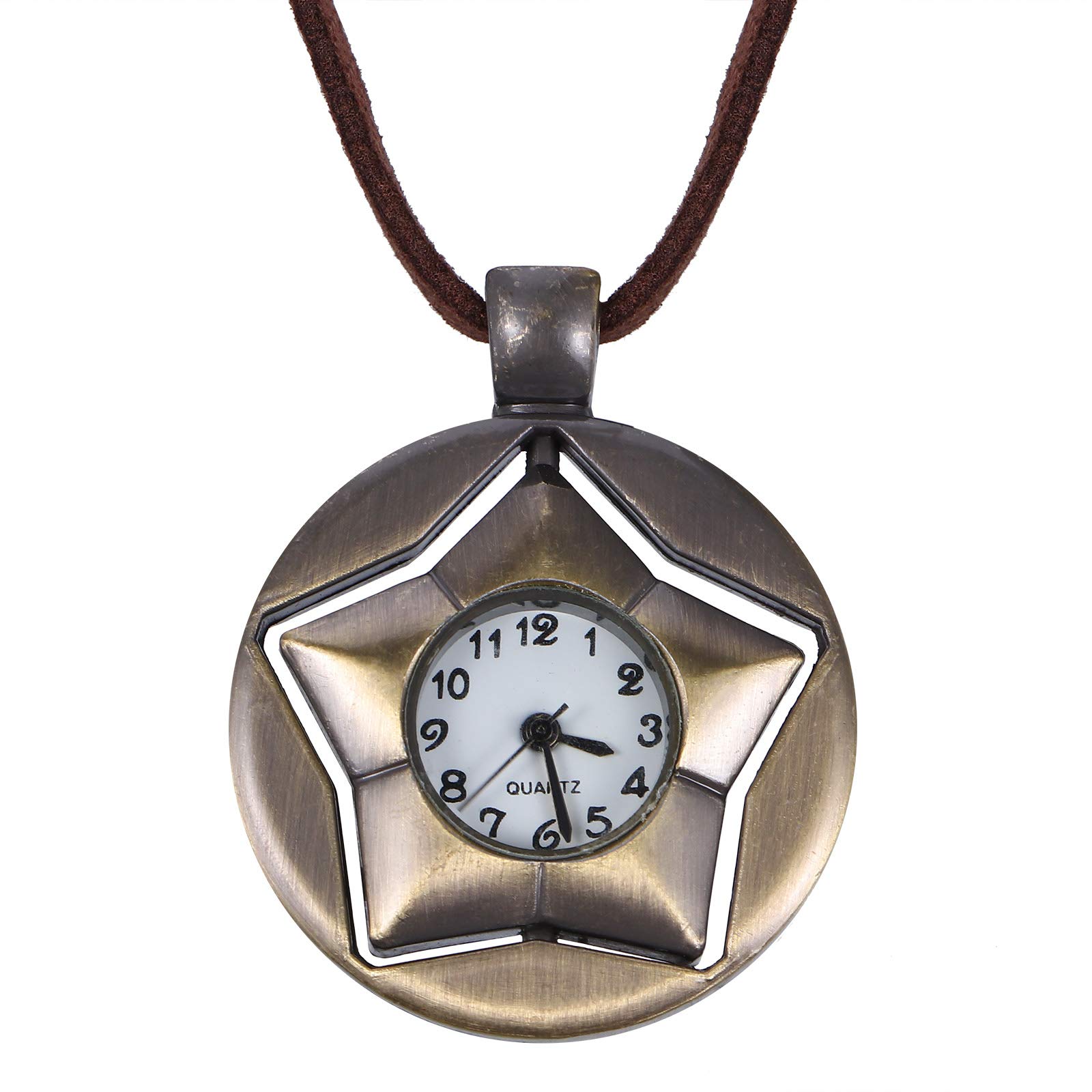 Scicalife Retro Quartz Pocket Watch - Vintage Pentagram Design Hanging Necklace Watch for Men & Women | Perfect Gift for Collectors, Steampunk Enthusiasts & Fashion Accessories
