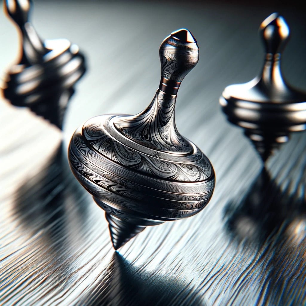 Premium Twirl Damascus Steel Spinning Top - Handcrafted Desk Toy for Stress Relief, Office Decor & Gift for Collectors