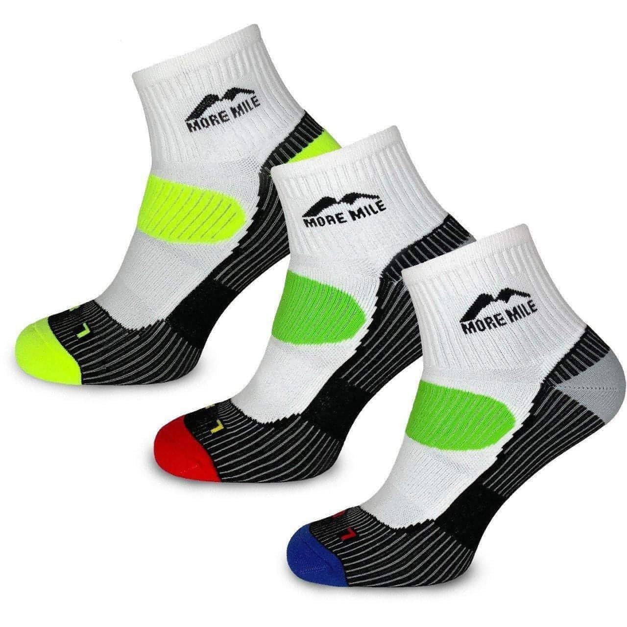 HCLIFE More Mile Men's London Cushioned Running Socks - 3 Pair Pack with Compression Arch Support, Breathable Mesh Zones, Lightweight & Durable for Marathon, Gym & Everyday Wear