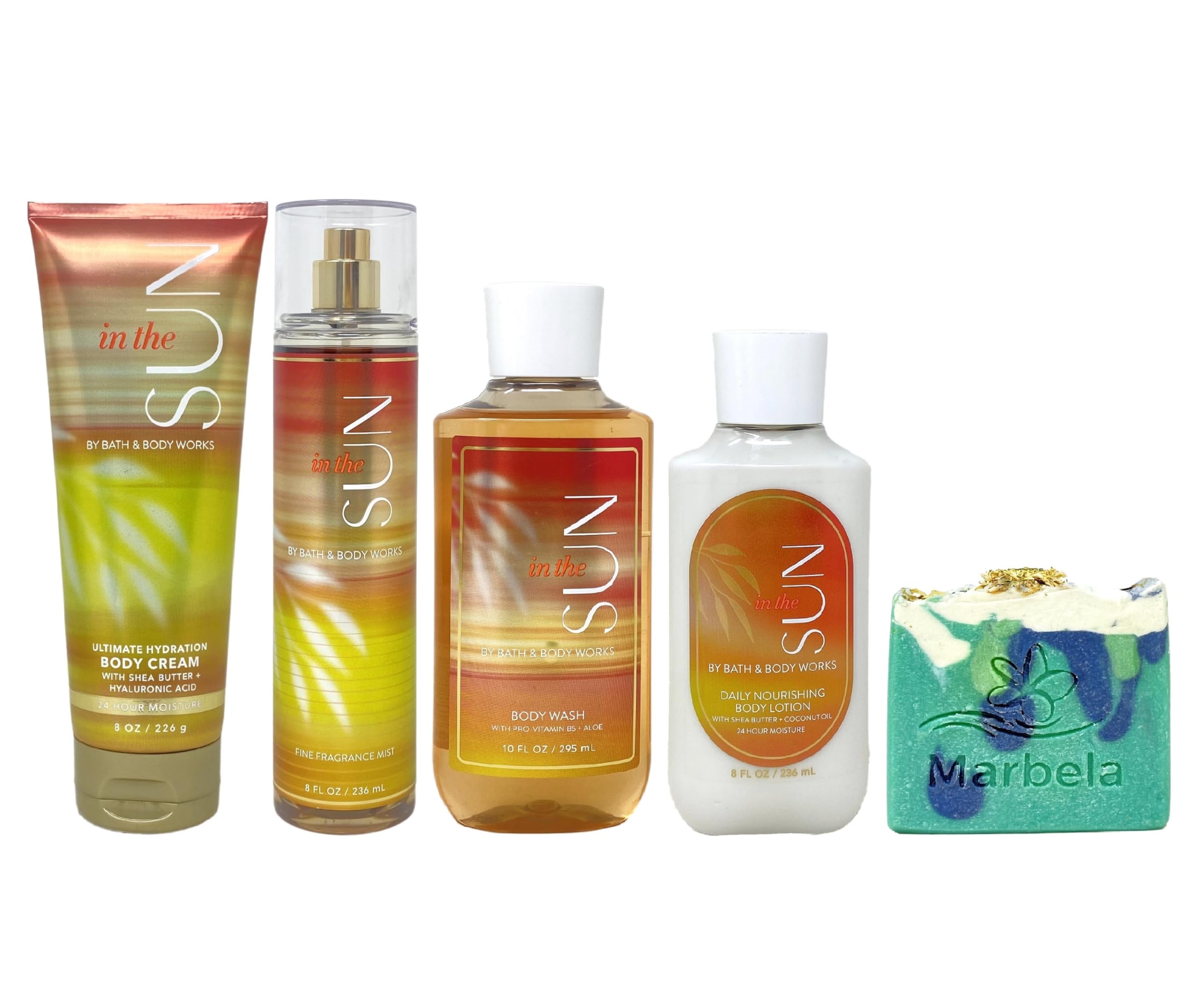 Bath & Body Works In The Sun Deluxe Gift Set - Full Size Body Cream, Fragrance Mist, Shower Gel & Lotion with Aloe Vera Soap Bar | Summer Skincare Routine, Beach Vacation Essentials, Holiday Gift for Her