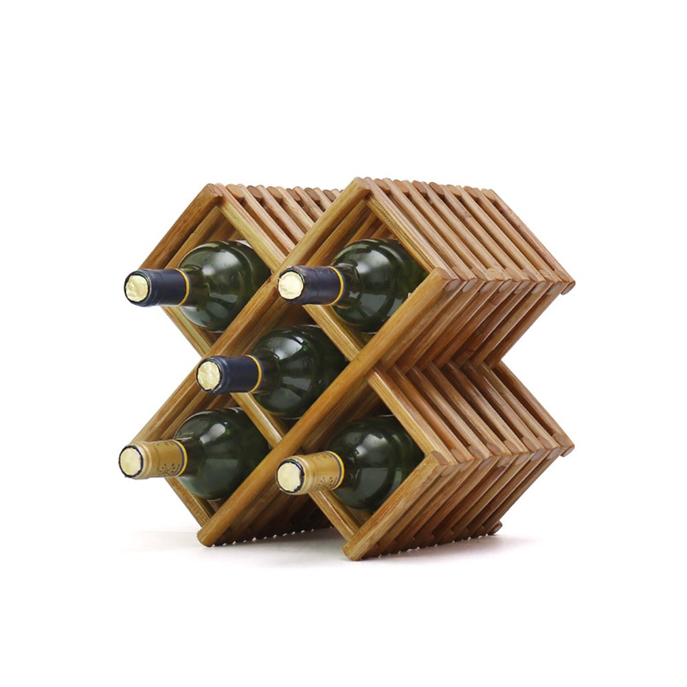 MAHZONG Solid Wood Diamond Wine Rack - Freestanding Wine Display Stand for Kitchen, Bar & Dining Room - Elegant Wine Bottle Holder for Home Decor & Storage (Natural Wood Color)