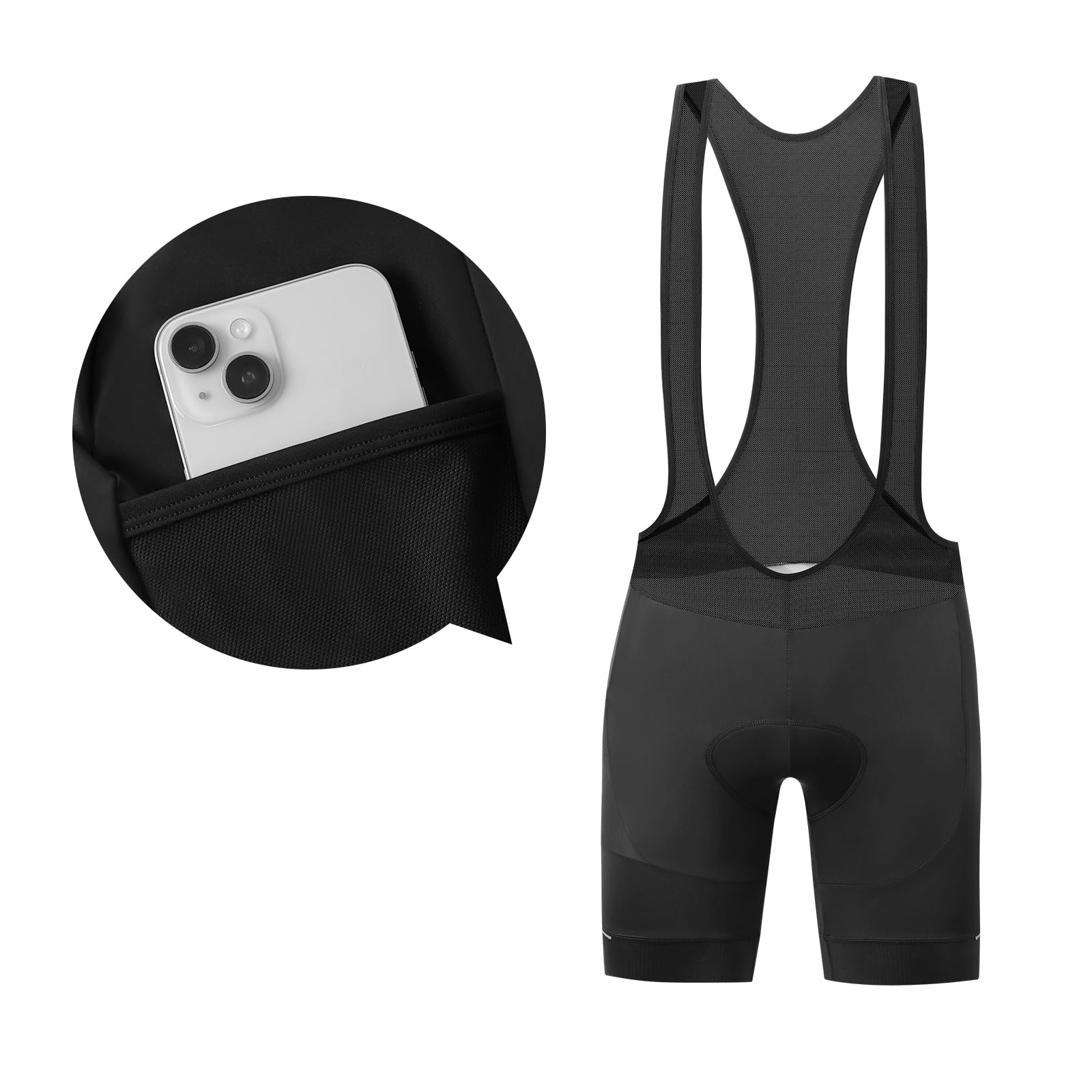 Santic Men's Cycling Bib Shorts with Padded Chamois & Pockets - Breathable Bike Shorts for Road & Mountain Biking - Perfect for Training, Racing & Long Distance Cycling