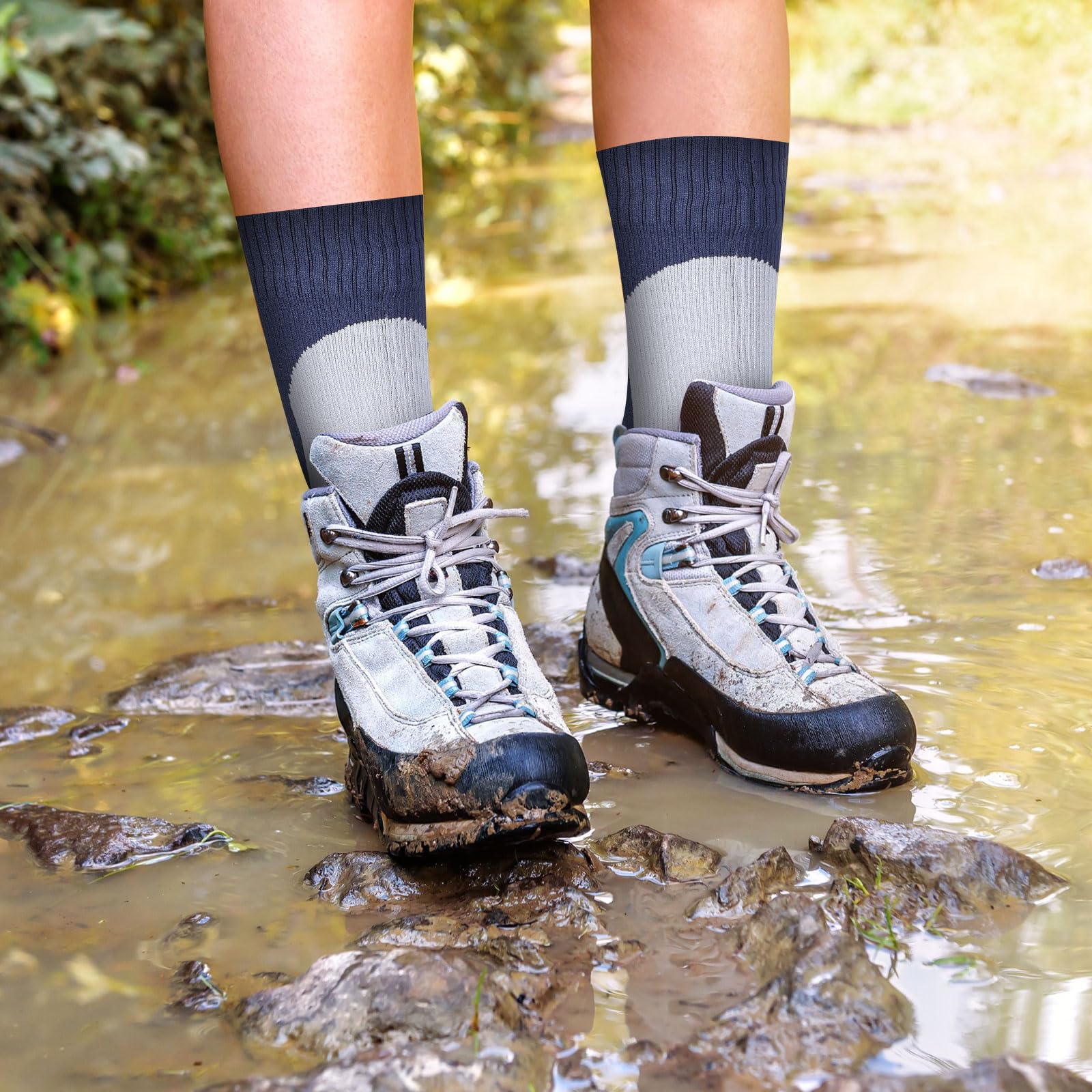 Jiuguva 4 Pairs Waterproof Socks for Men & Women - Breathable Unisex Outdoor Sports Socks for Cycling, Running, Hiking, Skiing & Water Activities - Keep Feet Dry in All Weather Conditions
