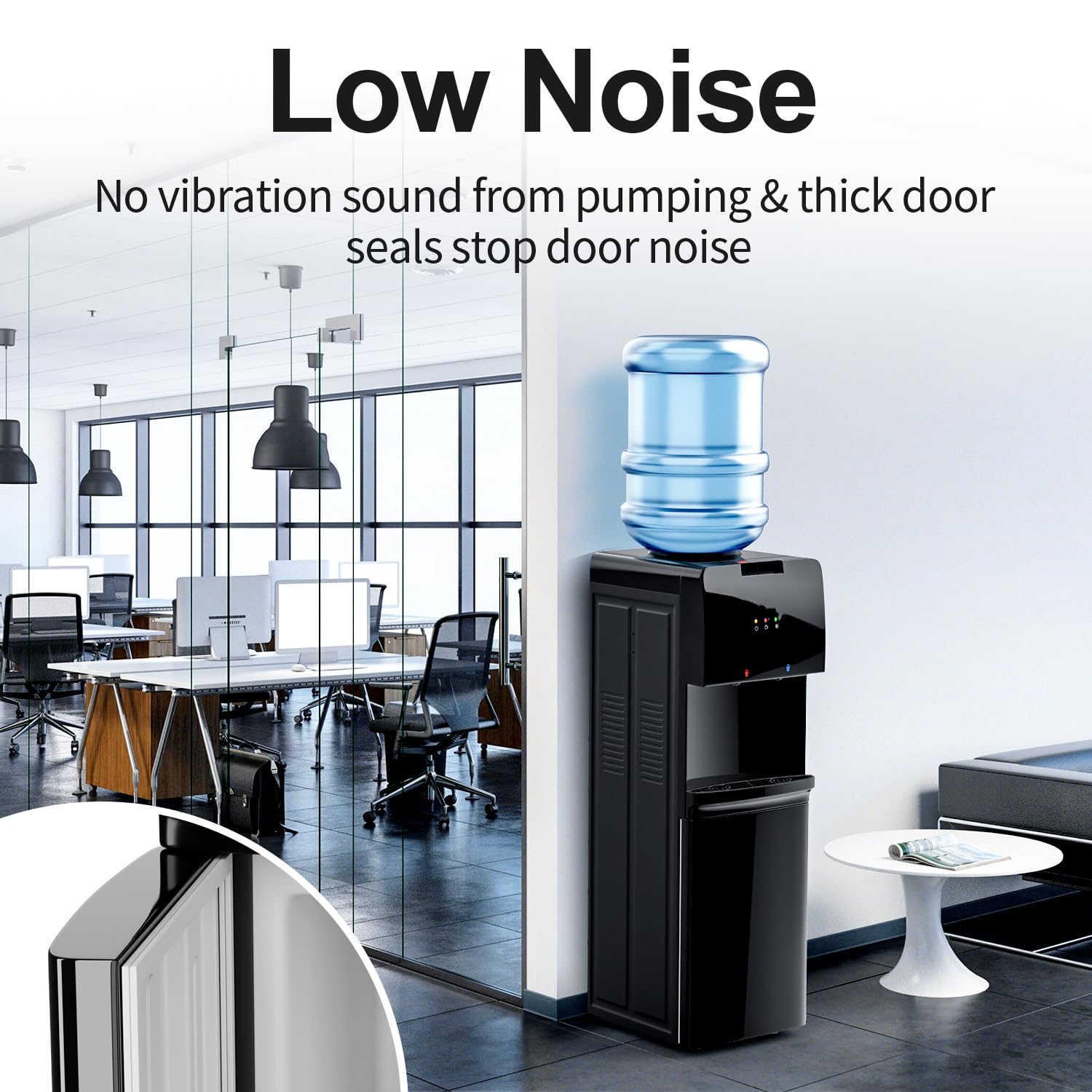 **Hot & Cold Water Cooler Dispenser for 3/5 Gallon Bottles - Child Safety Lock, Quiet Design - Perfect for Home, Office, Living Room & Kitchen**    *(Ideal for Hydration, Entertaining Guests, and Workspace Convenience)*