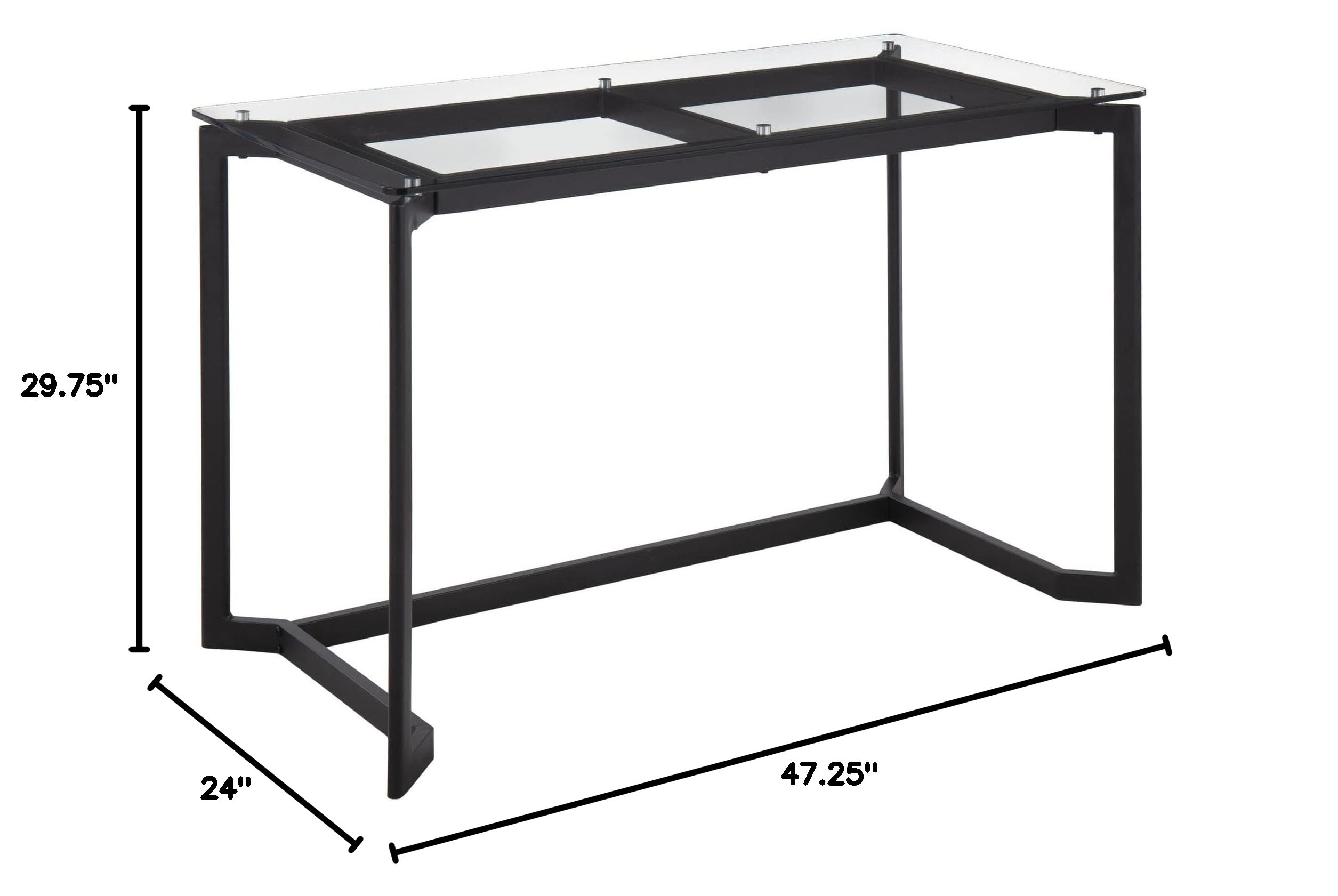 LumiSource Masters Glass Desk - Modern Home Office & Gaming Desk, Small Black Computer Desk for Bedroom, Mid Century Style Workspace | Perfect for Remote Work, Online Classes & Compact Spaces