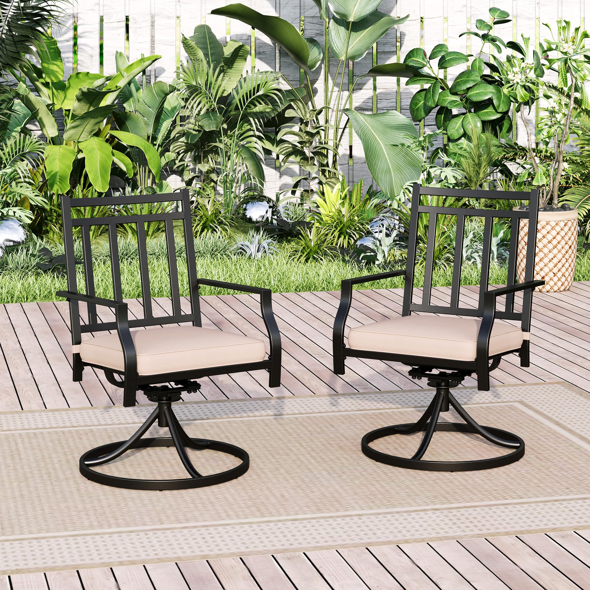 Sophia & William 2-Piece Swivel Patio Dining Chairs Set - 300 lb Capacity Metal Outdoor Chairs with Cushions - Perfect for Garden, Backyard, Bistro & Poolside Relaxation