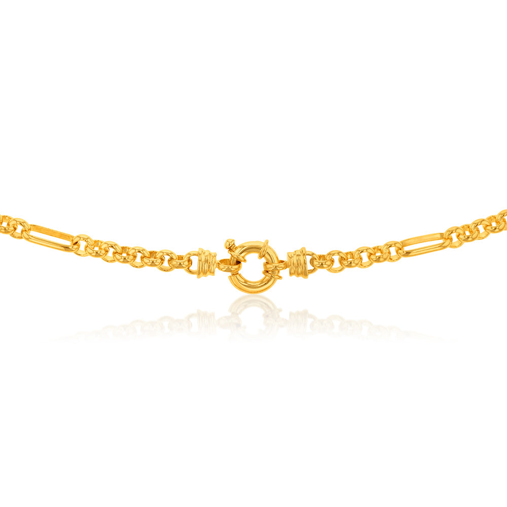 9ct Gold Silver Filled Fancy 9+1 Belcher Chain Necklace - 5.5mm Wide, 45cm Length - Perfect for Layering, Gift Giving & Everyday Elegance