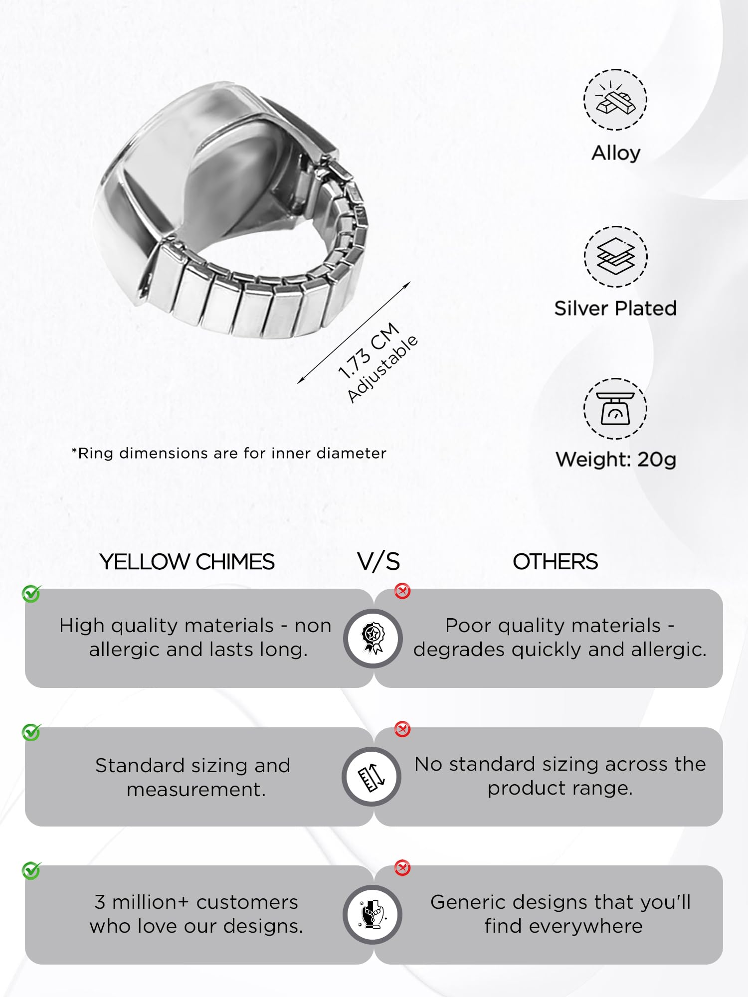 Stainless Steel Yellow Chime Ring Watch for Women - Black Dial Analog Stretchable Fashion Watch Jewelry for Girls | Perfect for Casual Wear, Office Accessories & Gift Giving