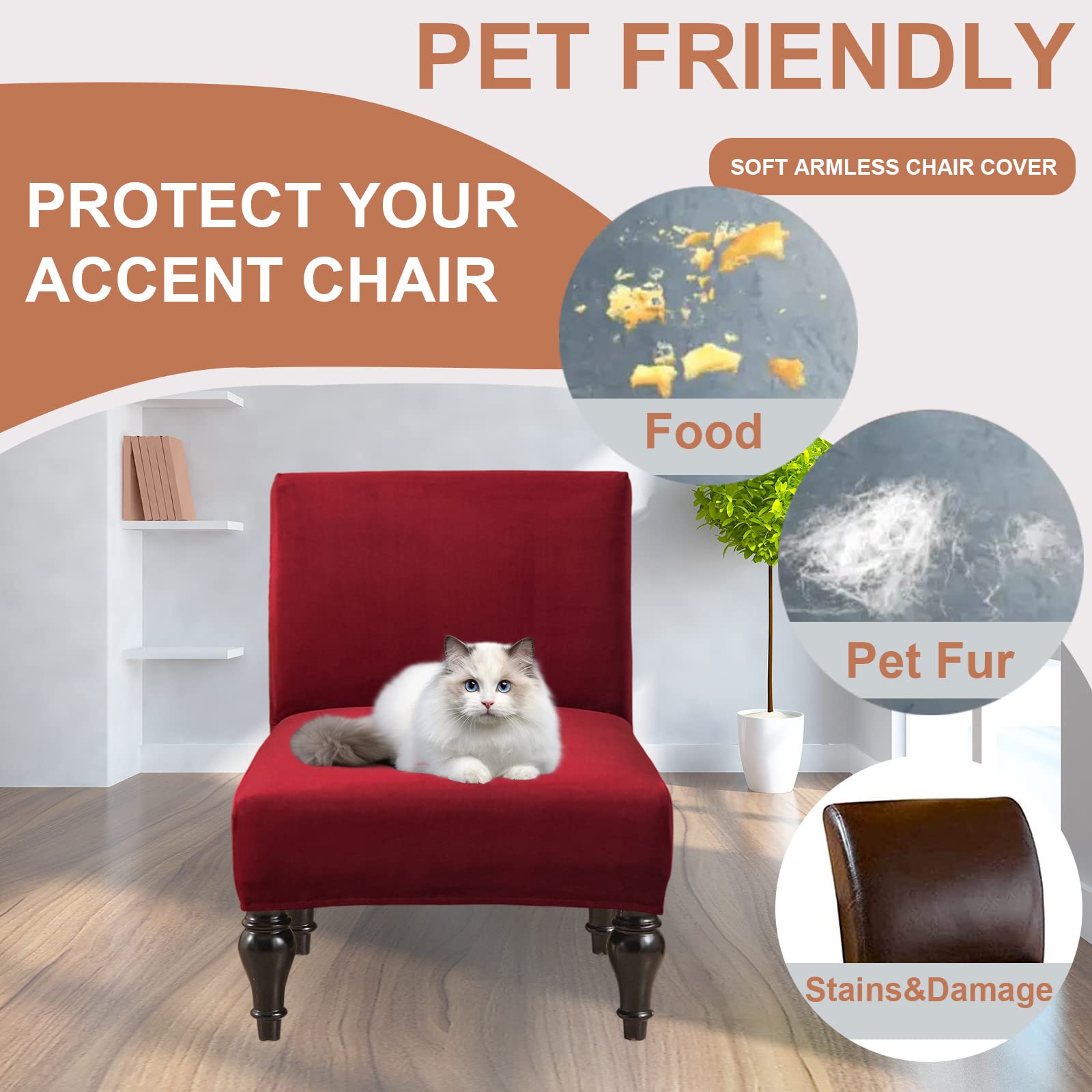 Eco-Friendly Removable Washable Armless Chair Slipcover - Printed Accent Furniture Protector for Living Room, Dining Room, Hotel - Perfect for Home Decor, Guest Seating & Commercial Use