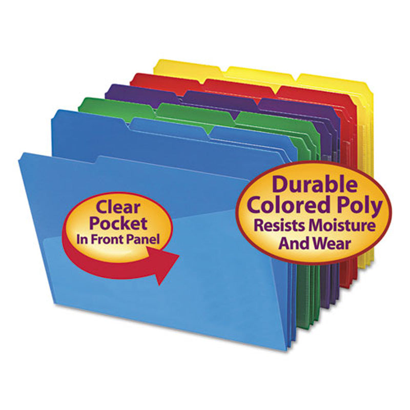 Colorful Poly Top Tab File Folders with Slash Pocket - 3rd Cut Letter Size (30-Pack, Assorted Colors) - Perfect for Office, School, and Home Organization