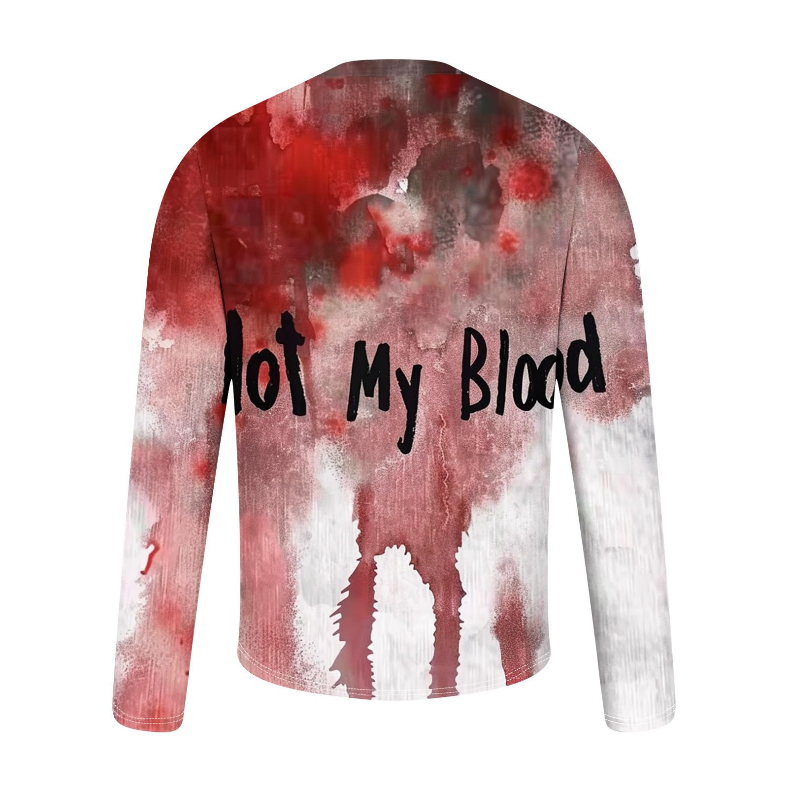 Men's Halloween Bloody Graphic Long Sleeve T-Shirt - Not My Blood Horror Novelty Tee for Costume Parties & Scary Events