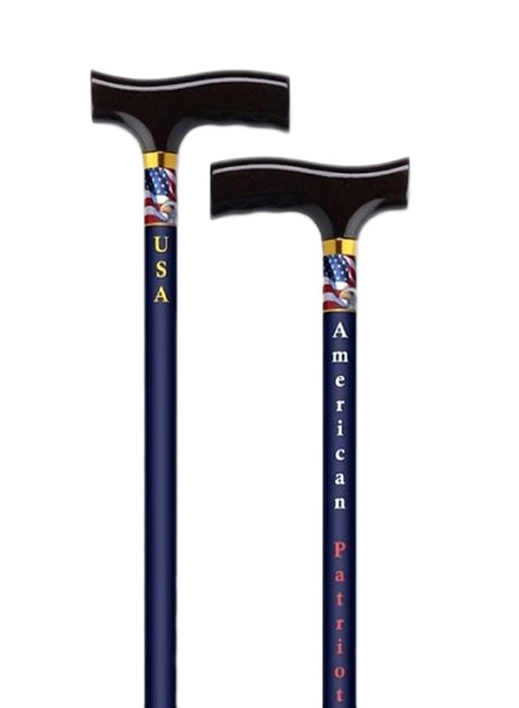 Alex Orthopedic Adjustable Walking Cane for Women & Seniors - Ergonomic Fritz Handle, Military-Grade Aluminum, Non-Slip Rubber Tip - Dark Blue American Patriot Design | Ideal for Daily Mobility, Balance Support & Outdoor Walking