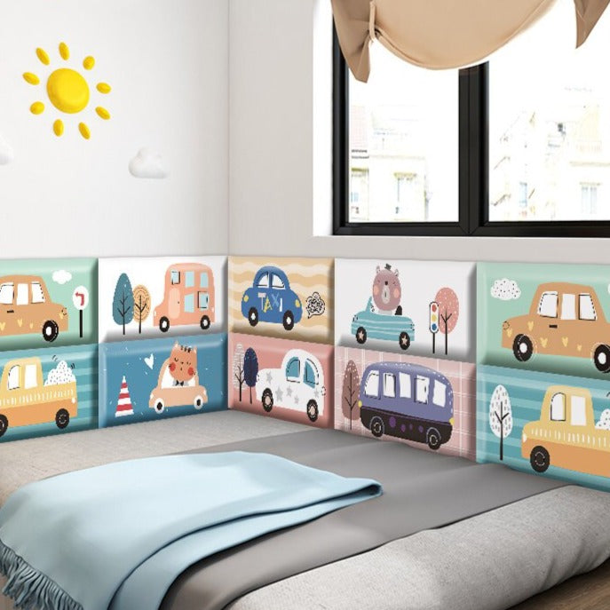 Classic Car Race Kids Wall Padded Safety Cushions - Soft Foam Corner Protectors for Baby Proofing & Toddler Safety in Bedrooms & Playrooms