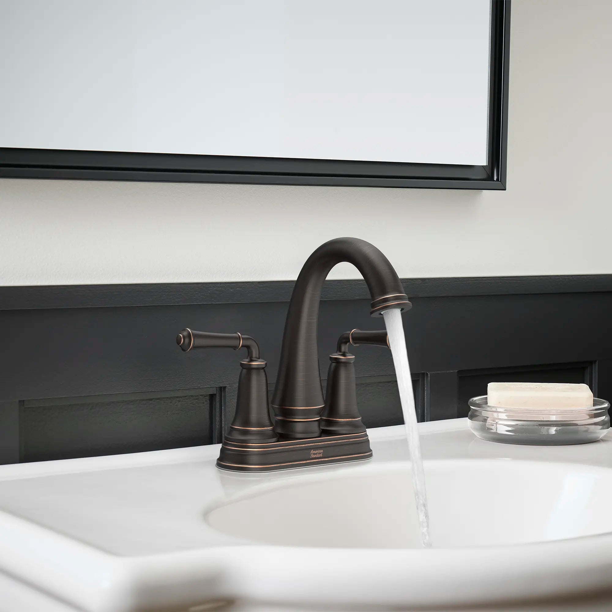 Delancey® 4 Inch Centerset 2 Handle Bathroom Faucet - 1.2 GPM/4.5 LPM Water-Saving Design with Lever Handles - Perfect for Small Bathrooms, Powder Rooms & Guest Baths