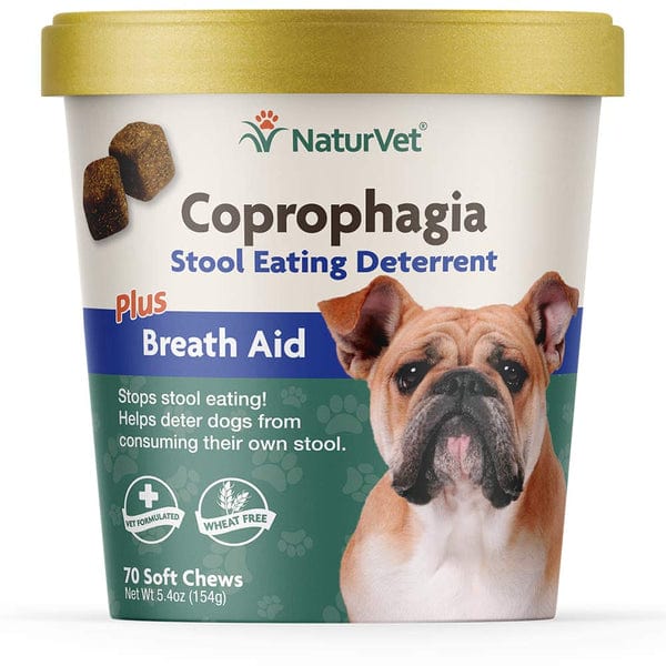 NaturVet Coprophagia Stool Eating Deterrent & Breath Aid Soft Chews for Dogs - Stops Poop Eating & Freshens Breath for Puppies & Adult Dogs at Home or Outdoors