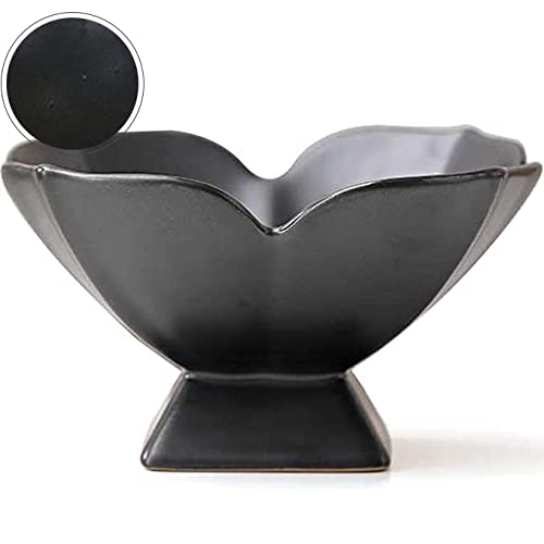 Kelendle Ceramic Pedestal Fruit Bowl - Elegant Footed Serving Stand for Desserts, Snacks, and Kitchen Counter Display - Perfect for Dining Table Centerpiece and Home Decor (Black) | Ideal for Parties, Entertaining Guests, and Stylish Kitchen Organization