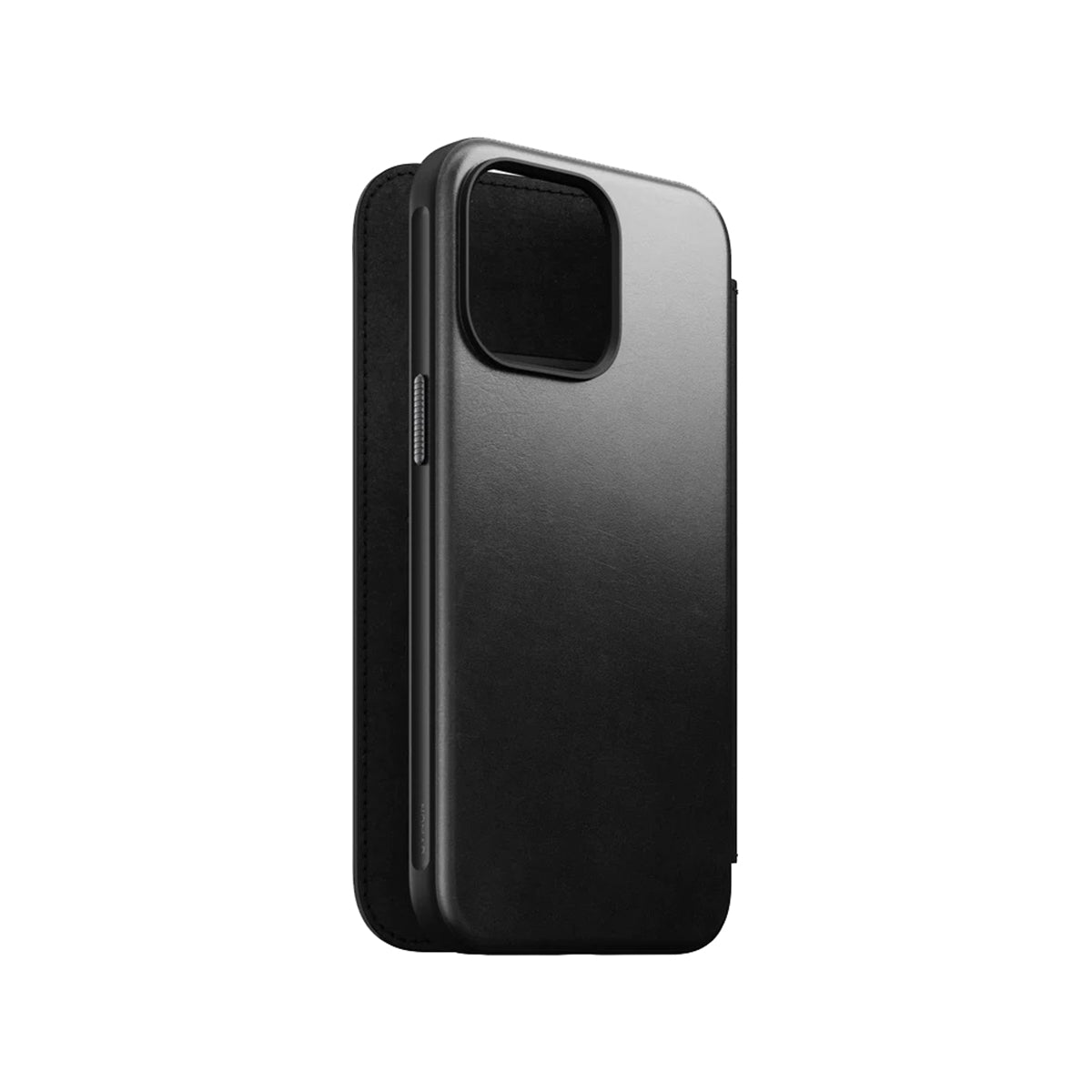 Premium Nomad Horween Leather Folio Case for iPhone 15 Pro Max - Black | Slim Protective Wallet Cover with Card Slots | Perfect for Business Professionals & Travel