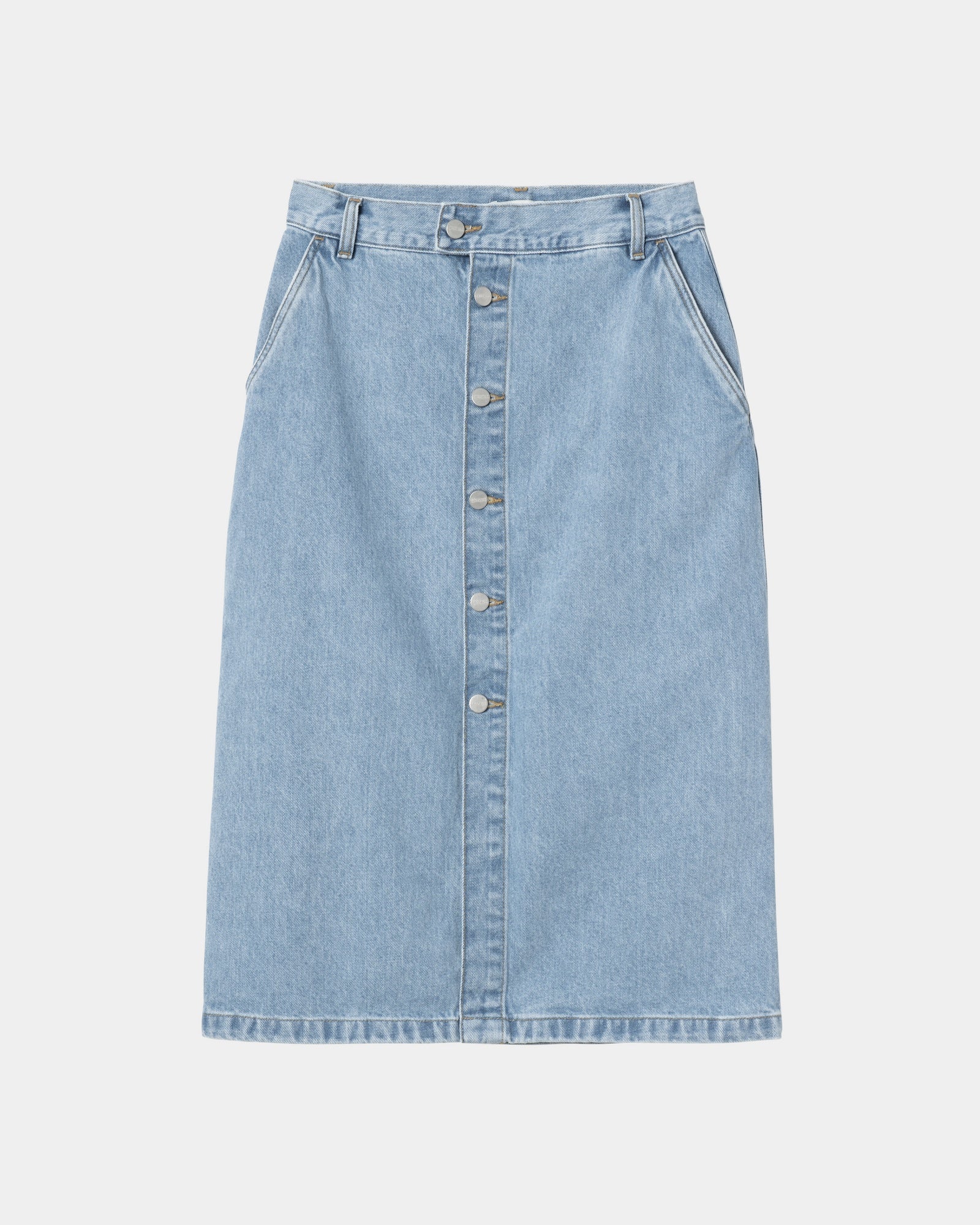 Colby Skirt Women's Denim Midi Skirt - Stone Bleached Blue | Vintage High Waist A-Line Skirt for Casual Outfits, Date Night & Spring Fashion