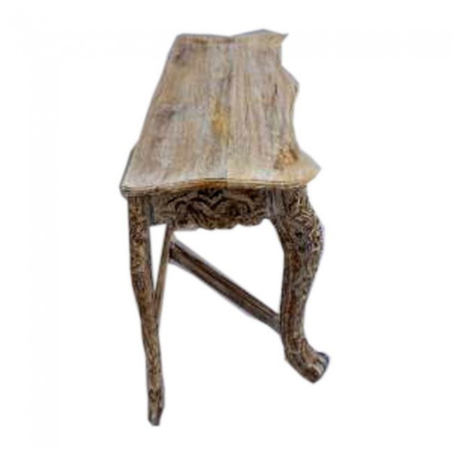 Hand Carved Distressed White Console Table - Entryway Hall Table for Farmhouse & Rustic Decor - Perfect for Foyers, Living Rooms & Dining Areas