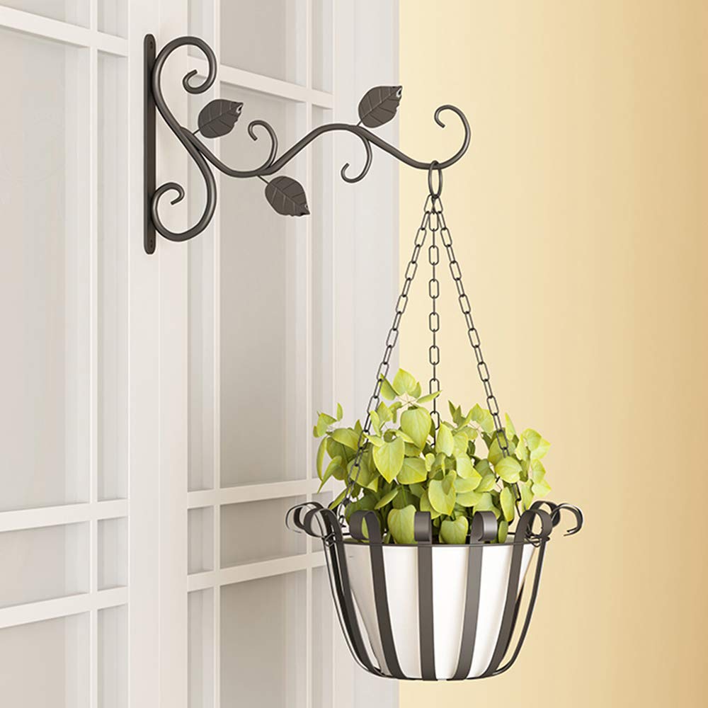 2 Pack Heavy Duty Hanging Basket Brackets - Sturdy Metal Wall Hanger with Screws for Lanterns, Planters & Bird Feeders | Outdoor Garden Decor, Patio & Fence Hanging Solution