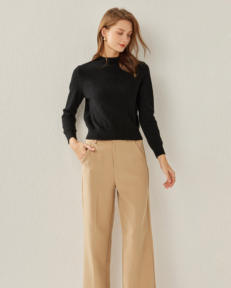 Luxury Women's Cashmere Mock Neck Sweater - Soft & Warm Winter Pullover for Office, Travel & Casual Outfits