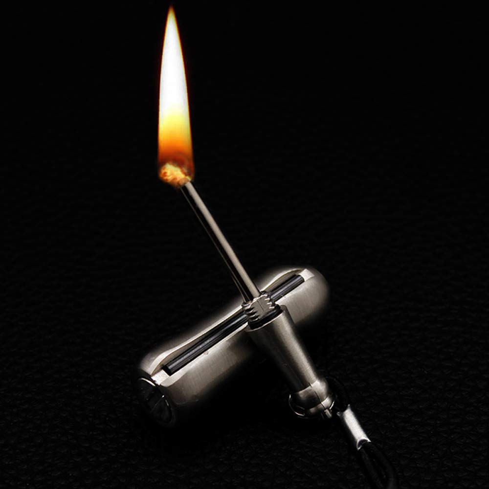 Waterproof Permanent Match Keychain - Portable Flint Metal Fire Starter for Camping, Hiking & Emergency Survival Kits | Reusable Outdoor Lighter