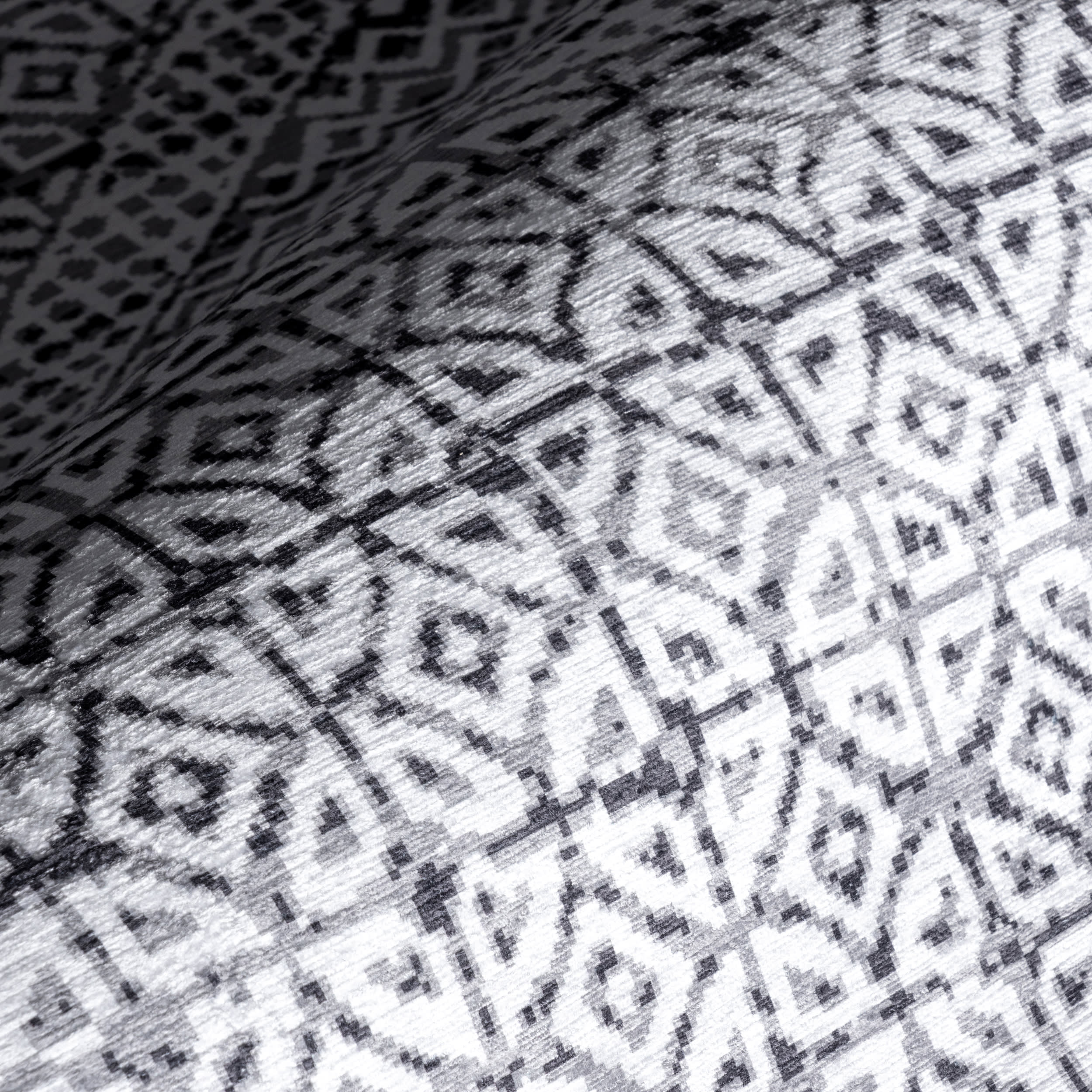 Diamond Mosaic Spill Proof Washable Rug - Non-Slip Grey Area Rug for Living Room, Bedroom & Kitchen | Easy Clean Pet & Kid Friendly Floor Mat