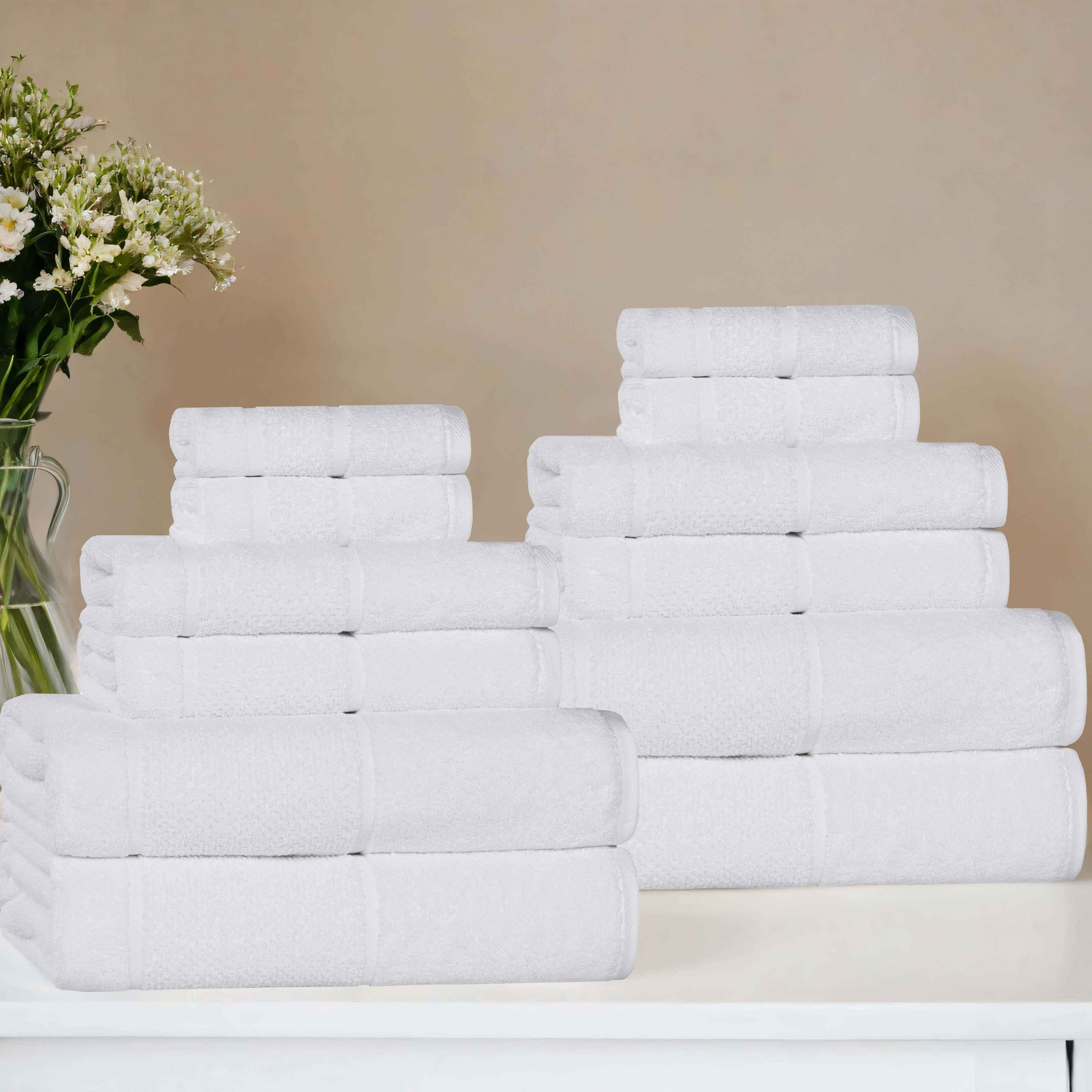 Premium 12-Piece Cotton Towel Set with Smart Twist Design - Soft, Absorbent & Durable Bath Towels for Spa, Gym, and Luxury Home Use