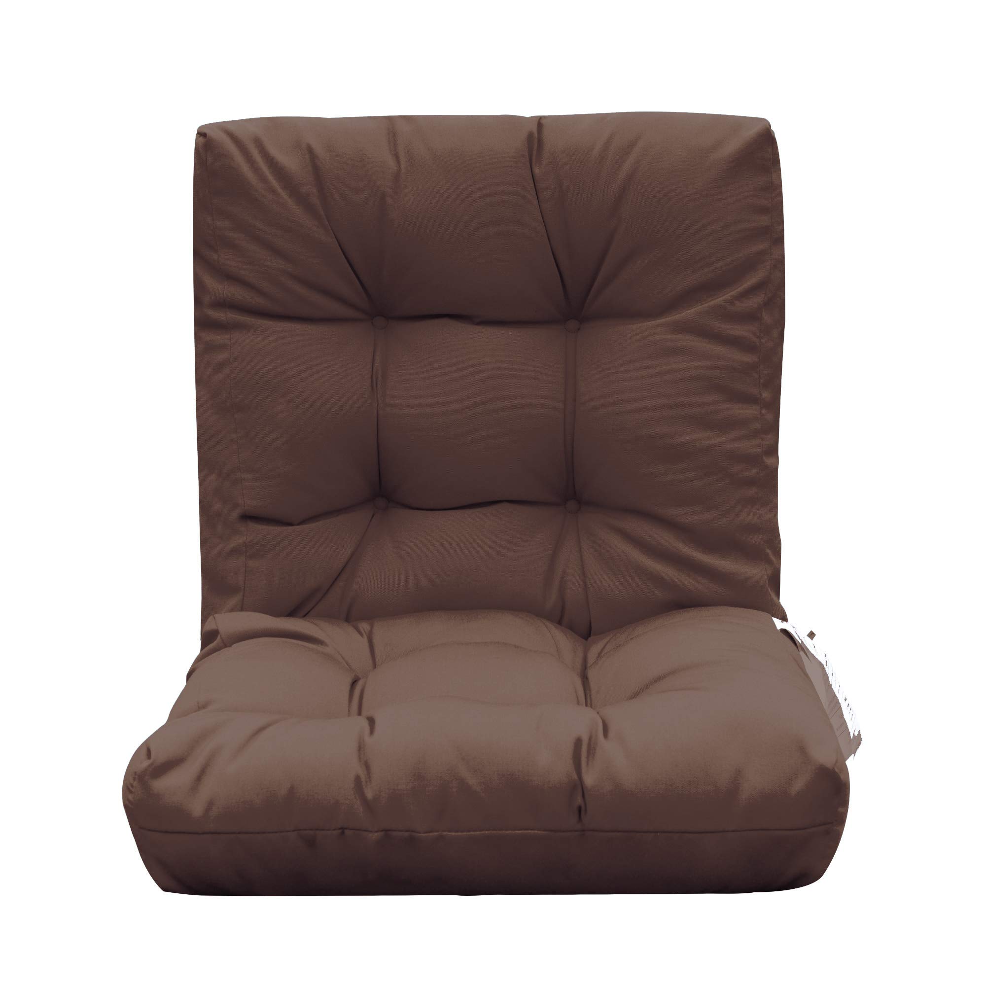 QILLOWAY Outdoor Seat & Back Chair Cushions - Tufted Pillow Set of 4 (Coffee) for Patio, Garden, Poolside - Spring & Summer Seasonal Replacement Cushions