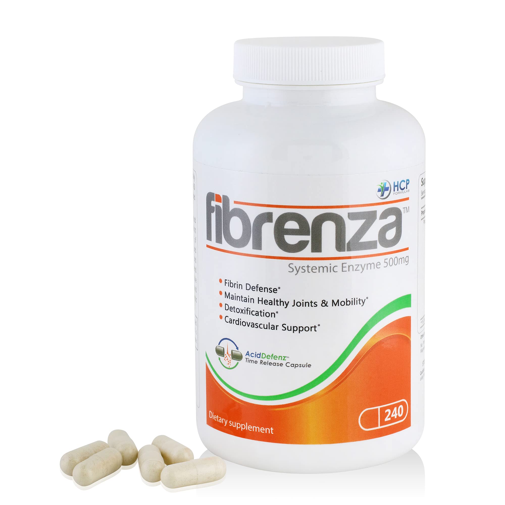Fibrenza - Systemic Enzyme Complex with Fibrinolytic & Proteolytic Enzymes - Dietary Supplement for Immune Support & Circulation - 240 Capsules - Supports Post-Workout Recovery & Healthy Digestion