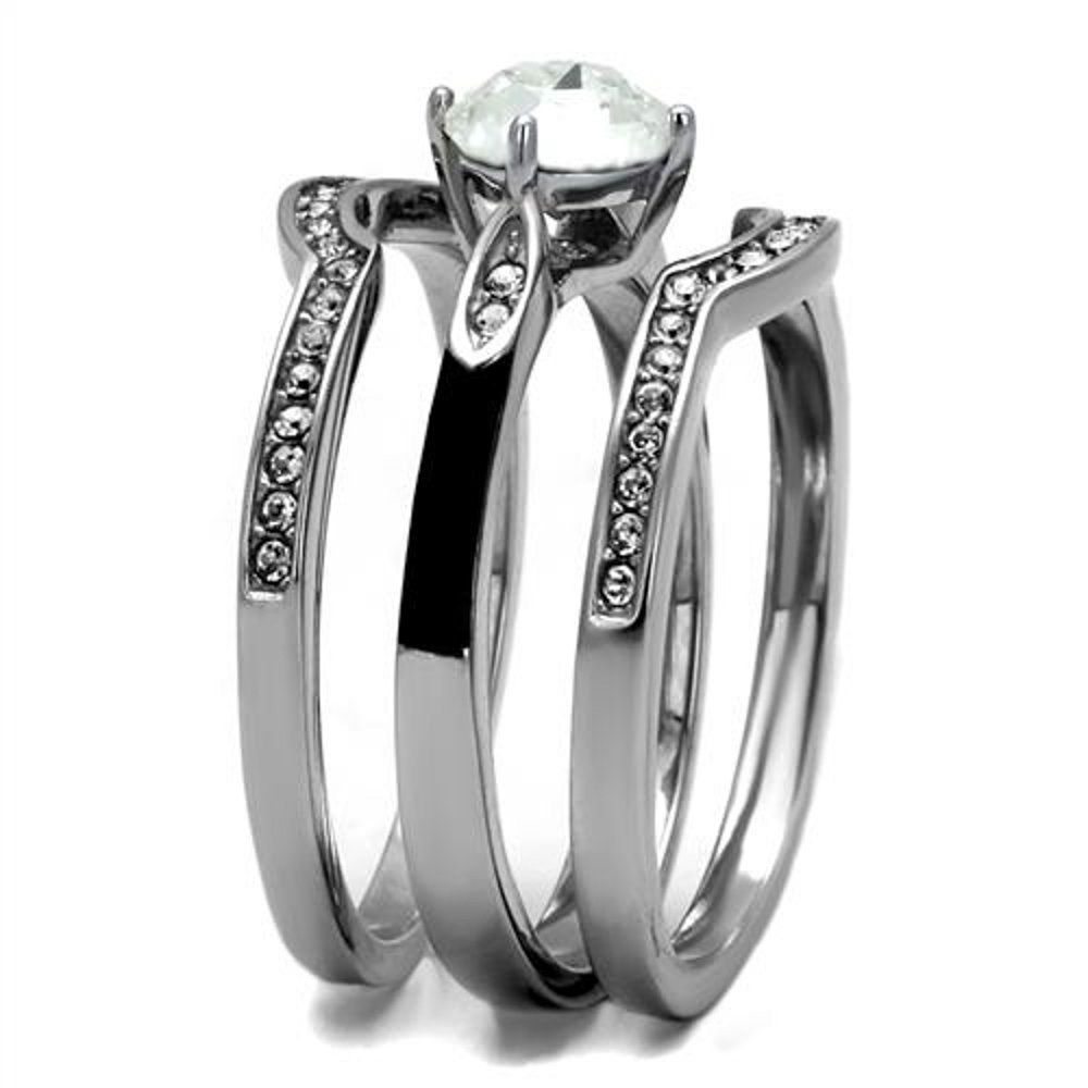 His & Her Wedding Ring Set - 4-Piece Stainless Steel & Titanium Bands for Couples