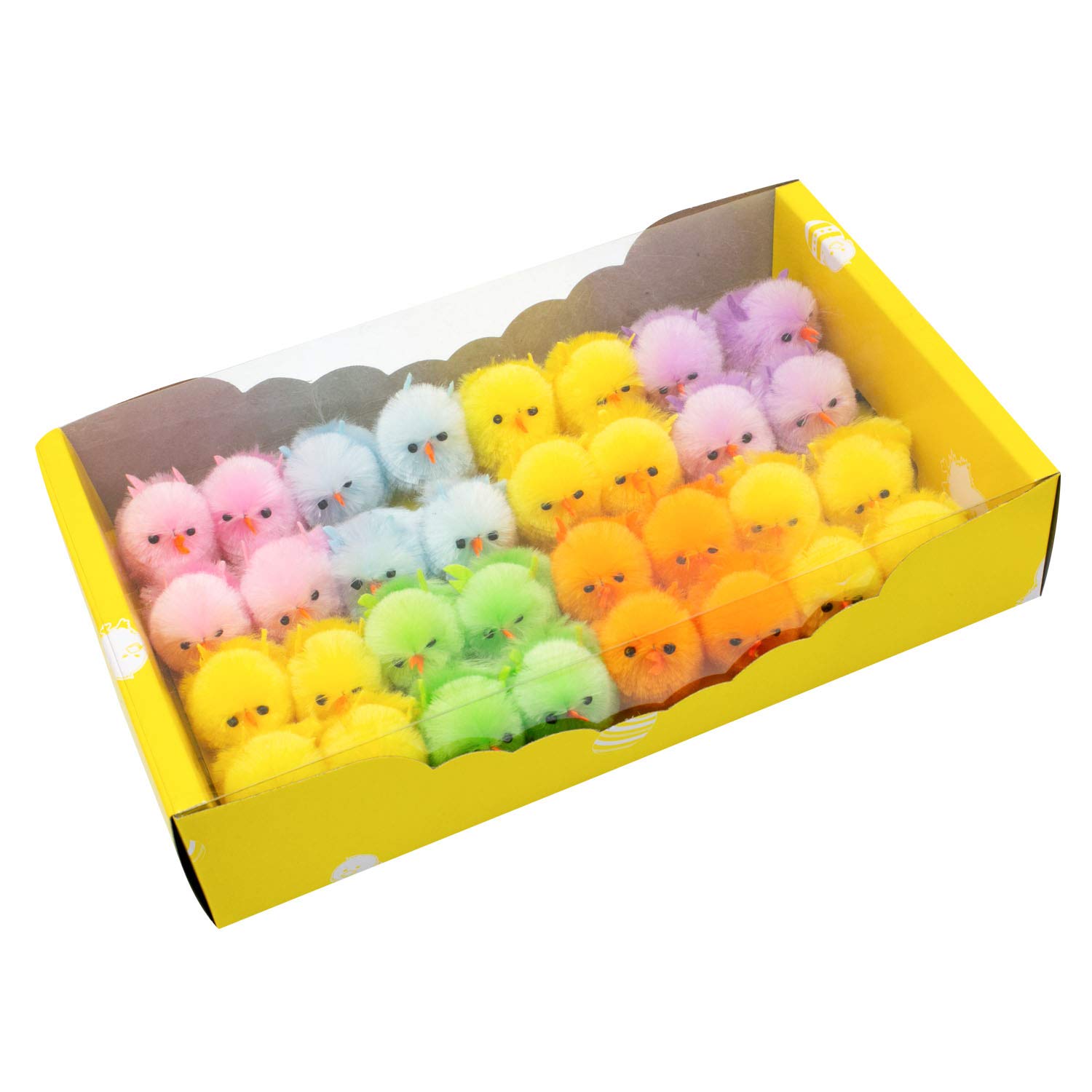 DearSun 32-Pack 2-Inch Rainbow Color Easter Chenille Chicks - Fluffy Easter Basket Fillers, Party Favors for Kids, Large Size - Perfect for Easter Egg Hunts, Classroom Rewards & Spring Decorations